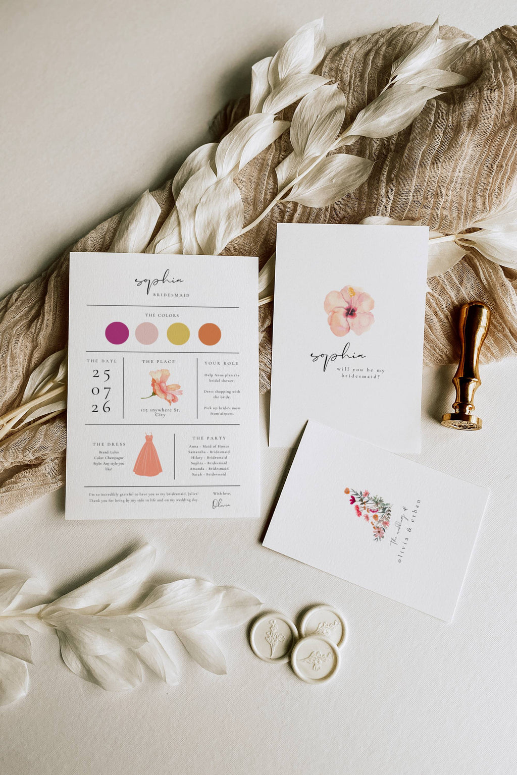 Aurora Valea Bridesmaid Info Card Template