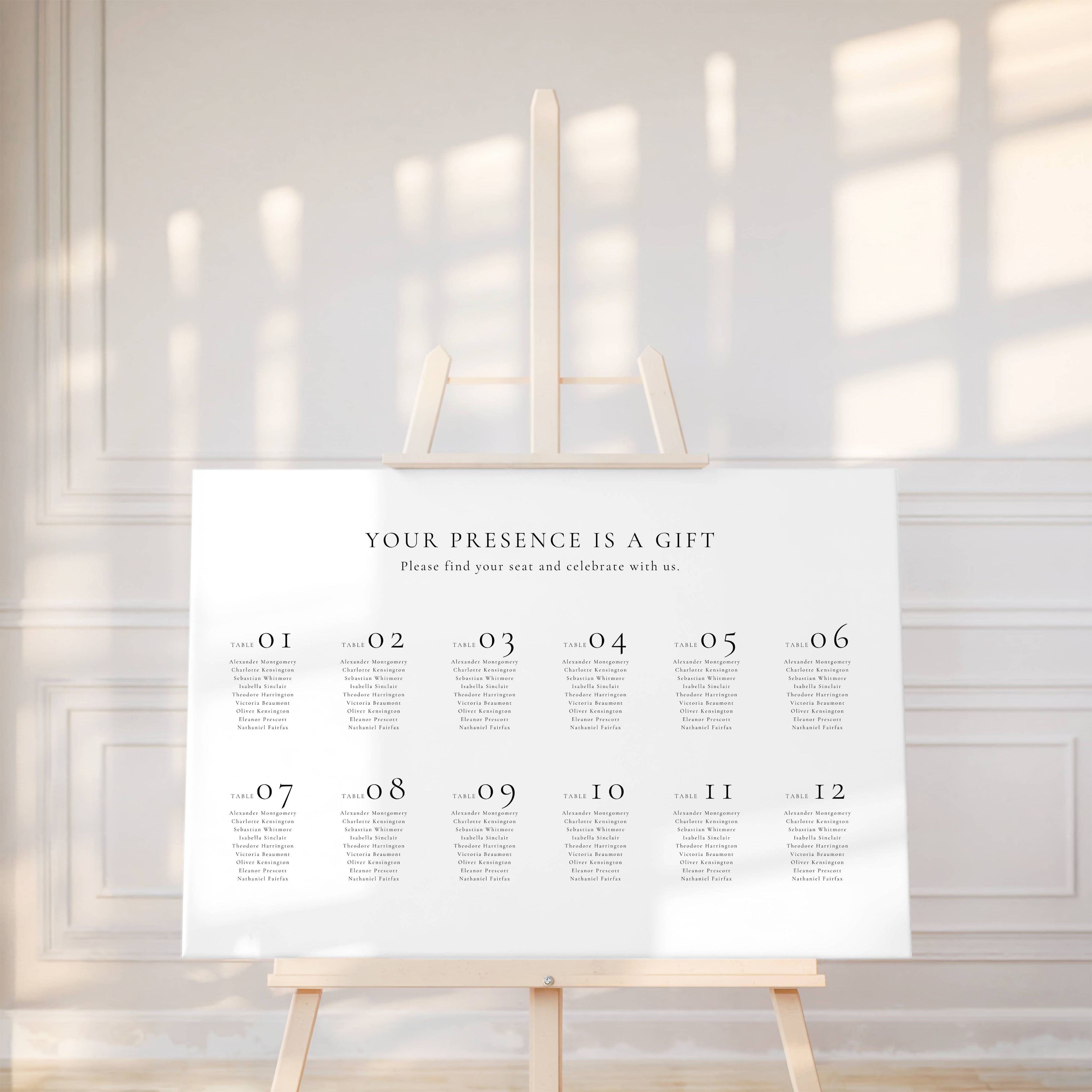 Alba Serenity Seating Chart Template