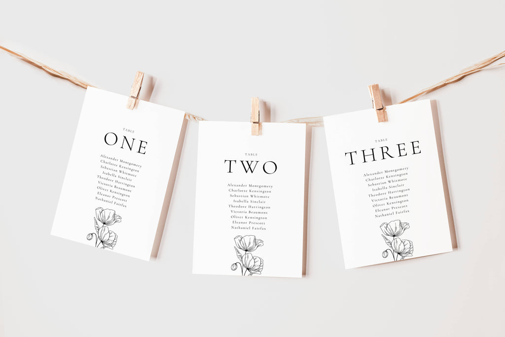 Alba Serenity Seating Chart Template: Table Display Cards