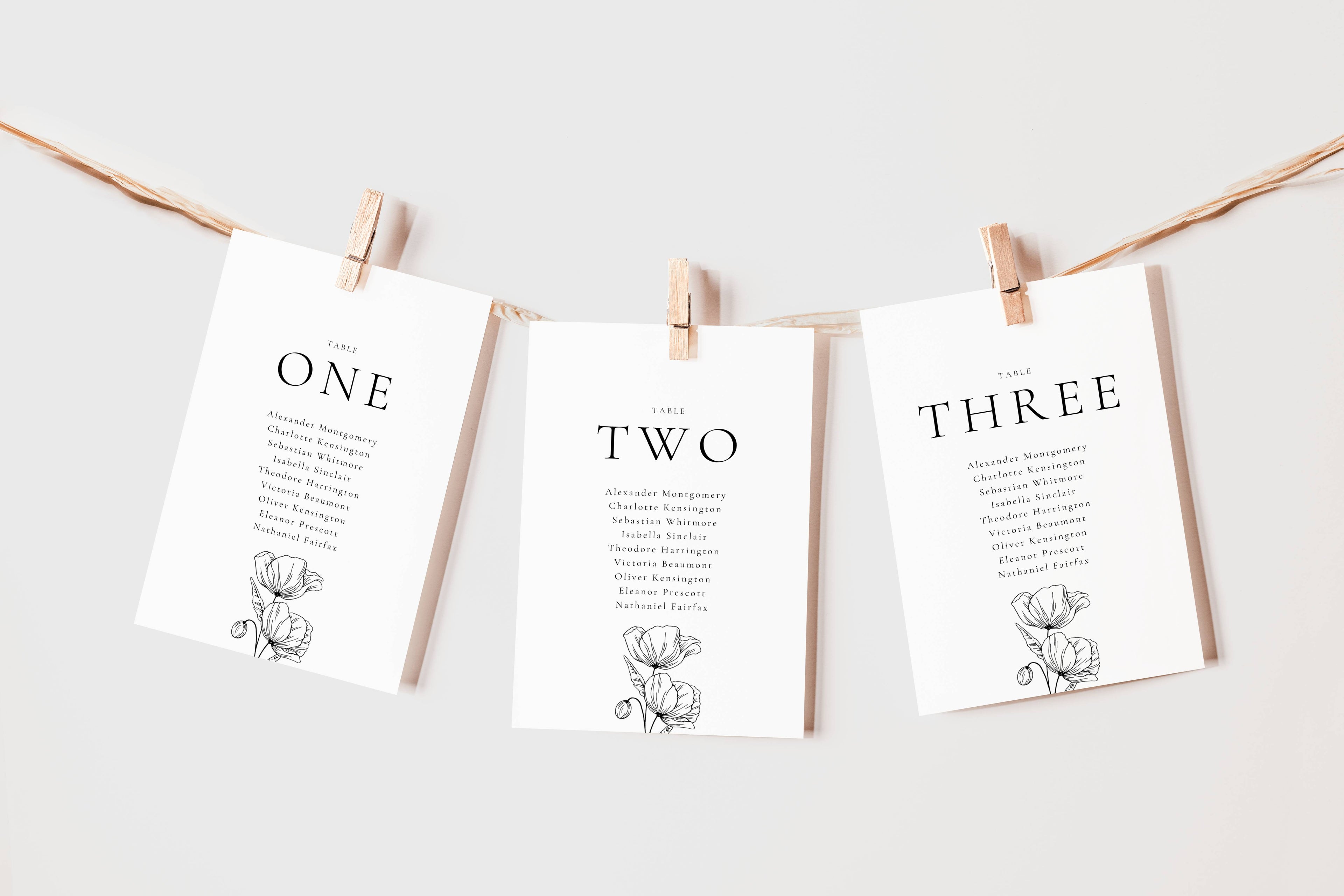 Alba Serenity Seating Chart Template: Table Display Cards