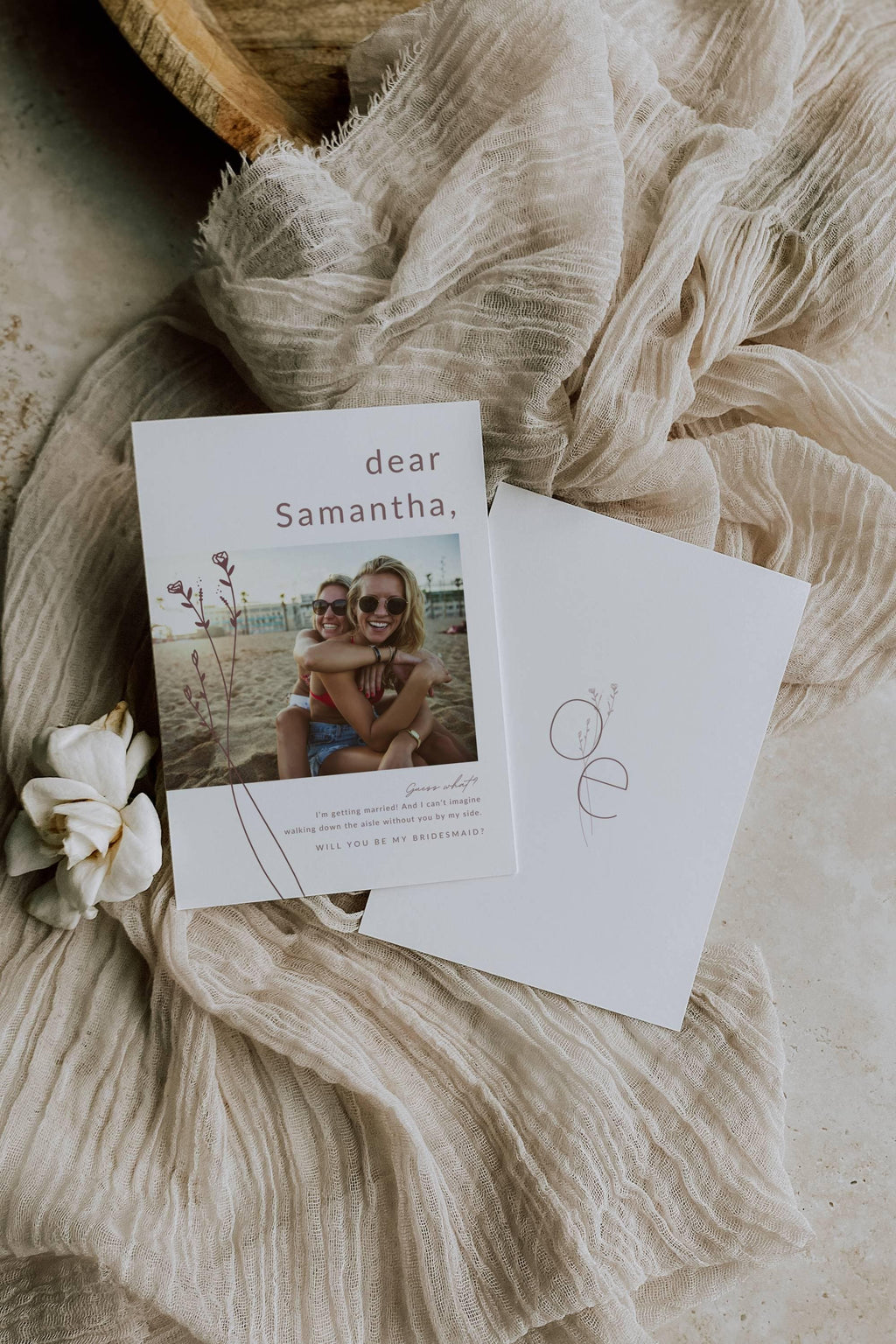 Modern Romantic Bridesmaid Proposal Card Template