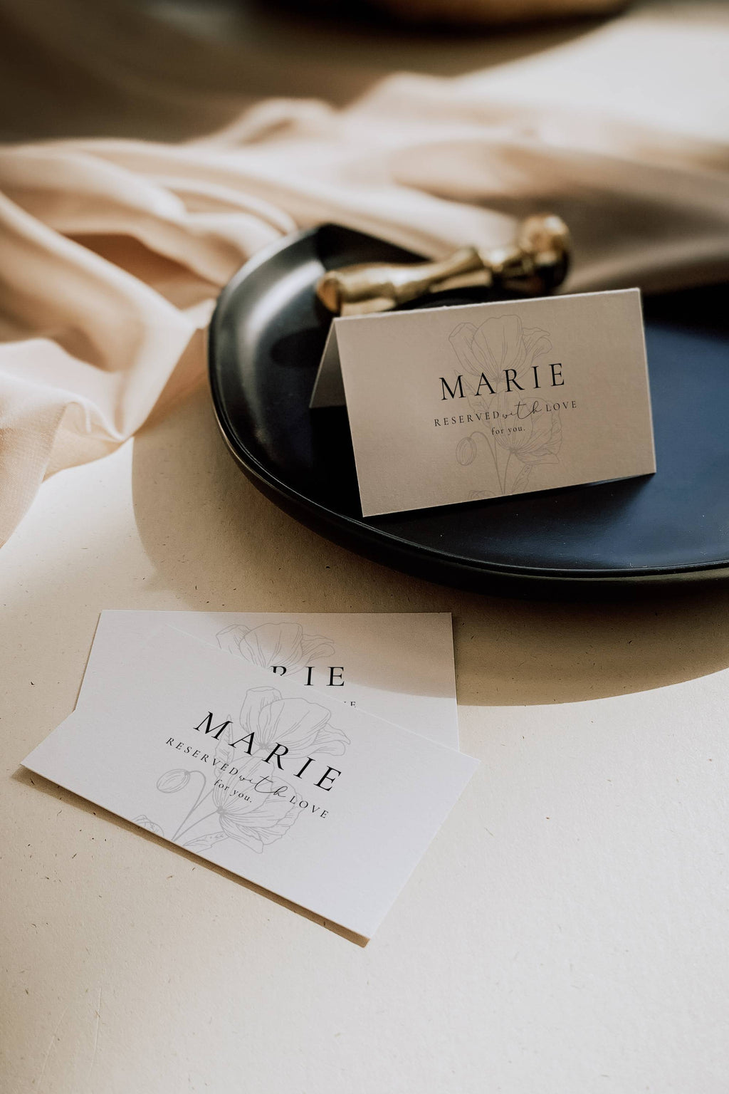 Alba Serenity Flat Wedding Place Card Template