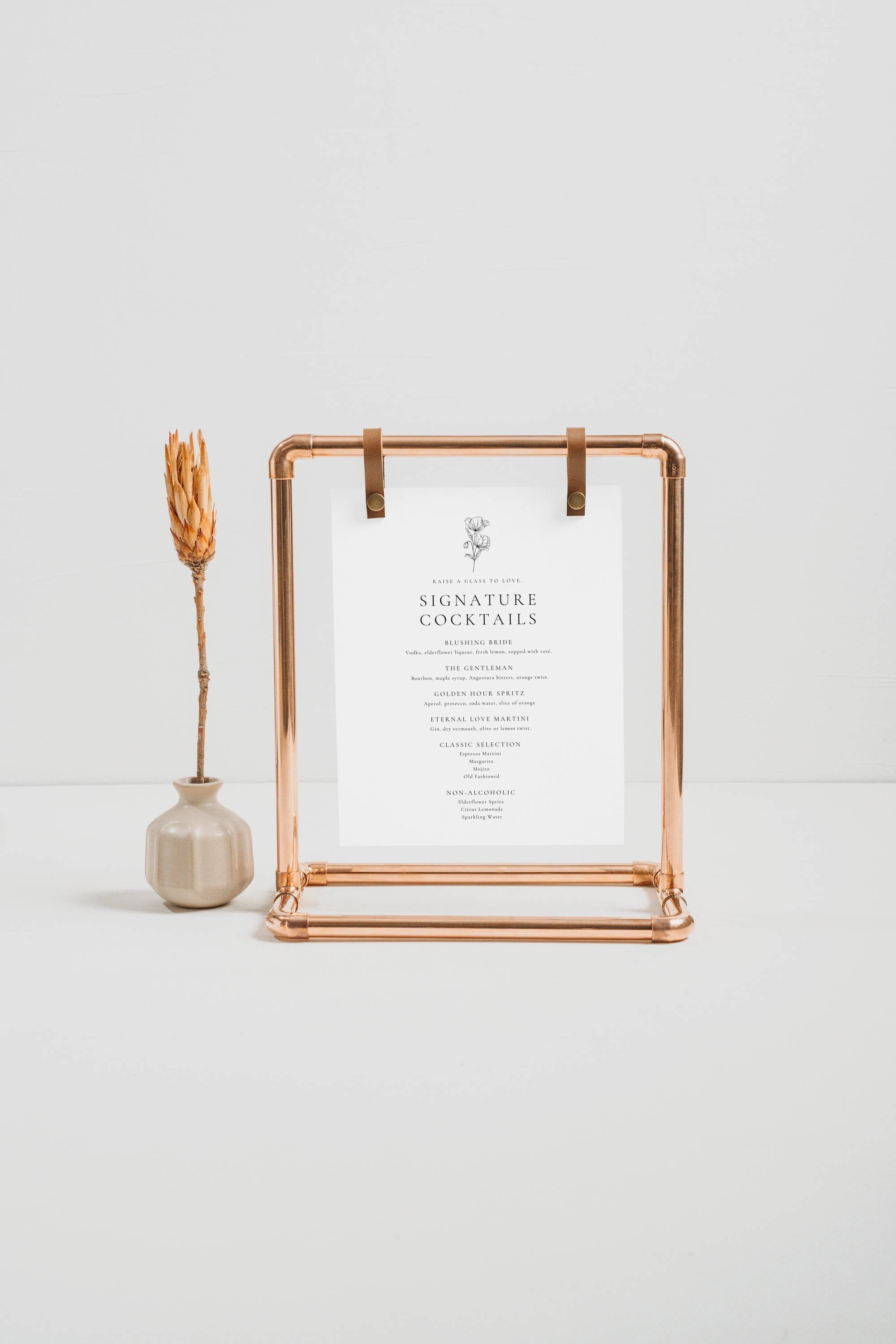 Alba Serenity Wedding Cocktail Menu Sign Template