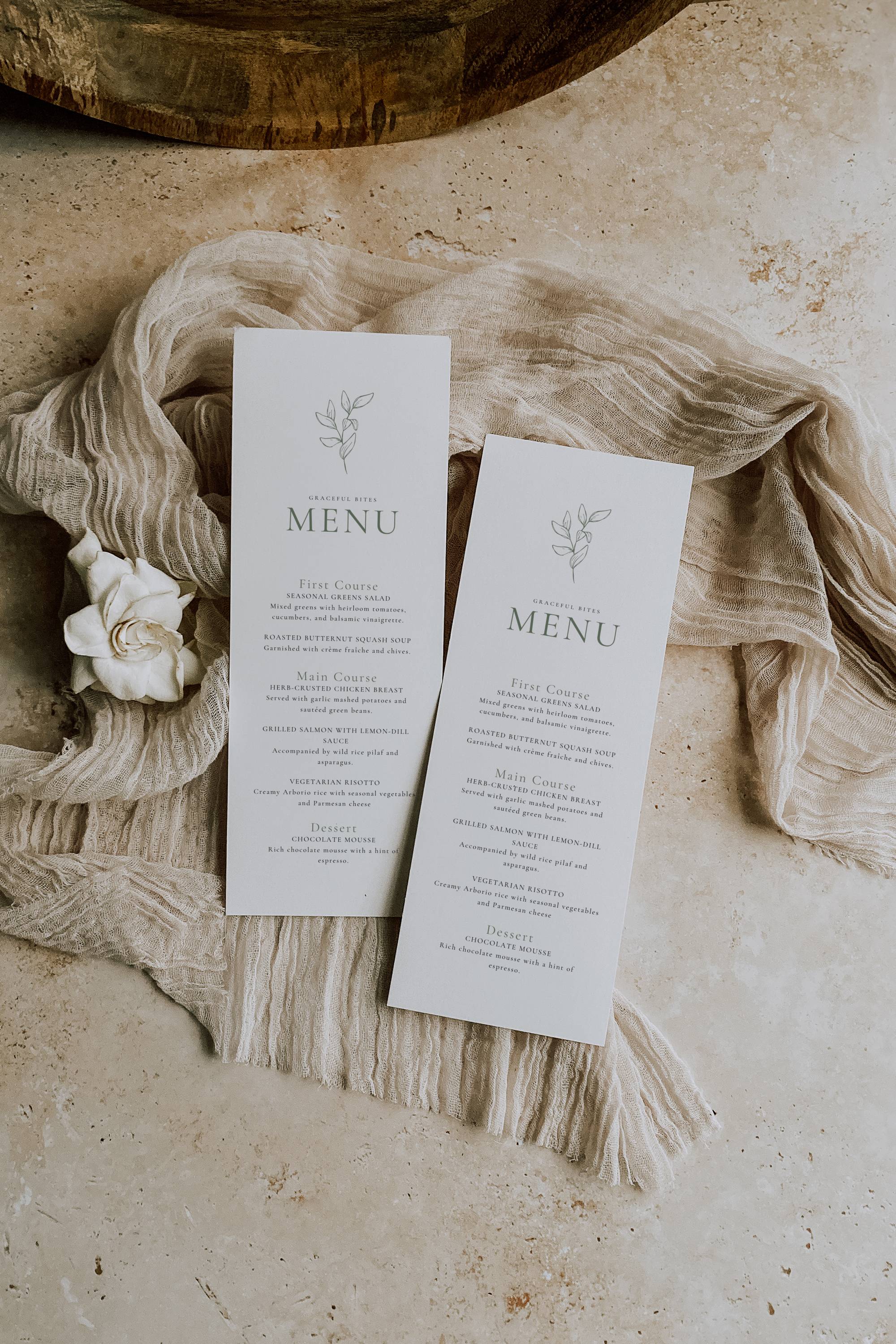 Oliva Essence Wedding Menu Template