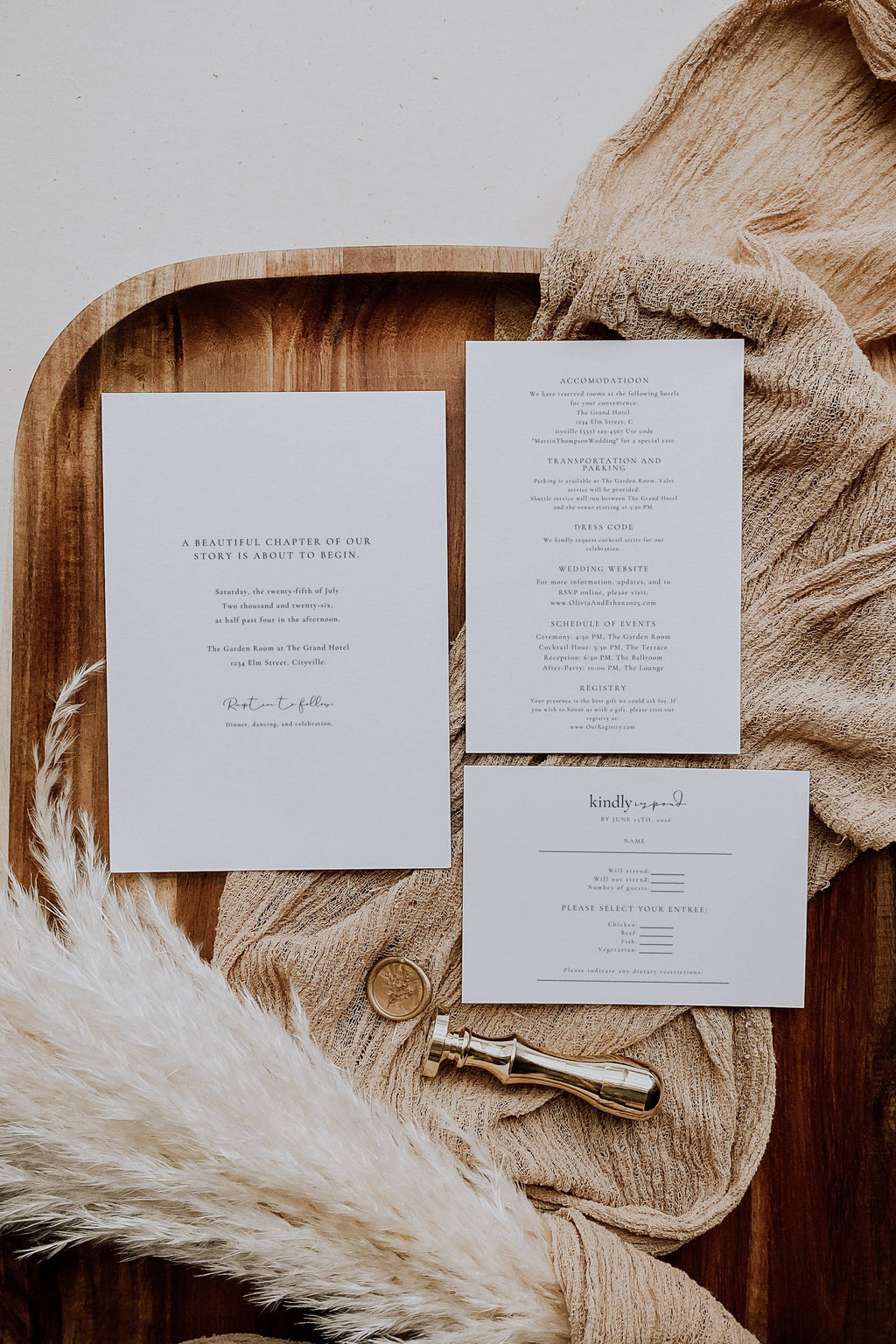 Alba Serenity Wedding Invitation Suite Templates Bundle