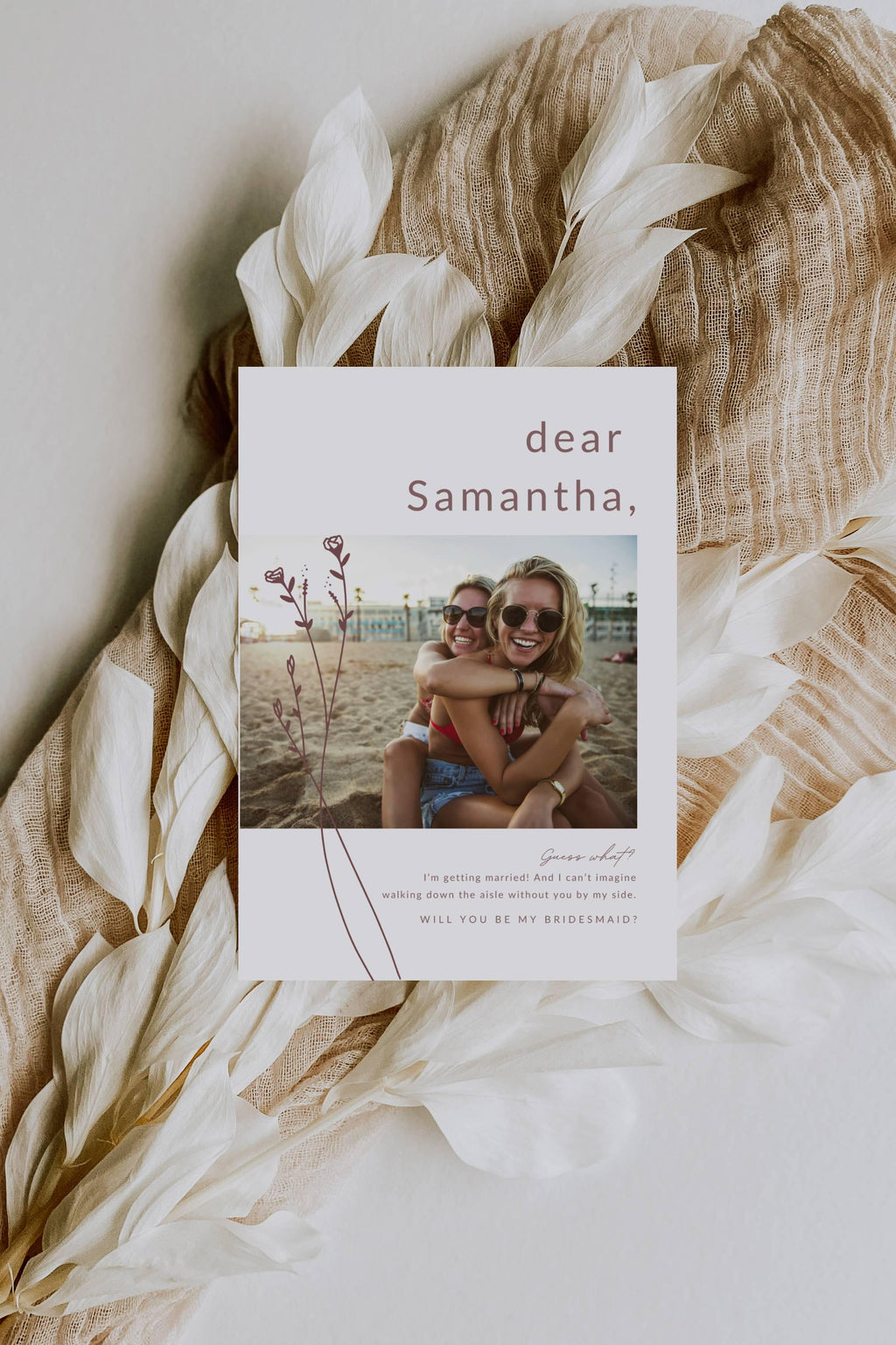 Modern Romantic Bridesmaid Proposal Card Template