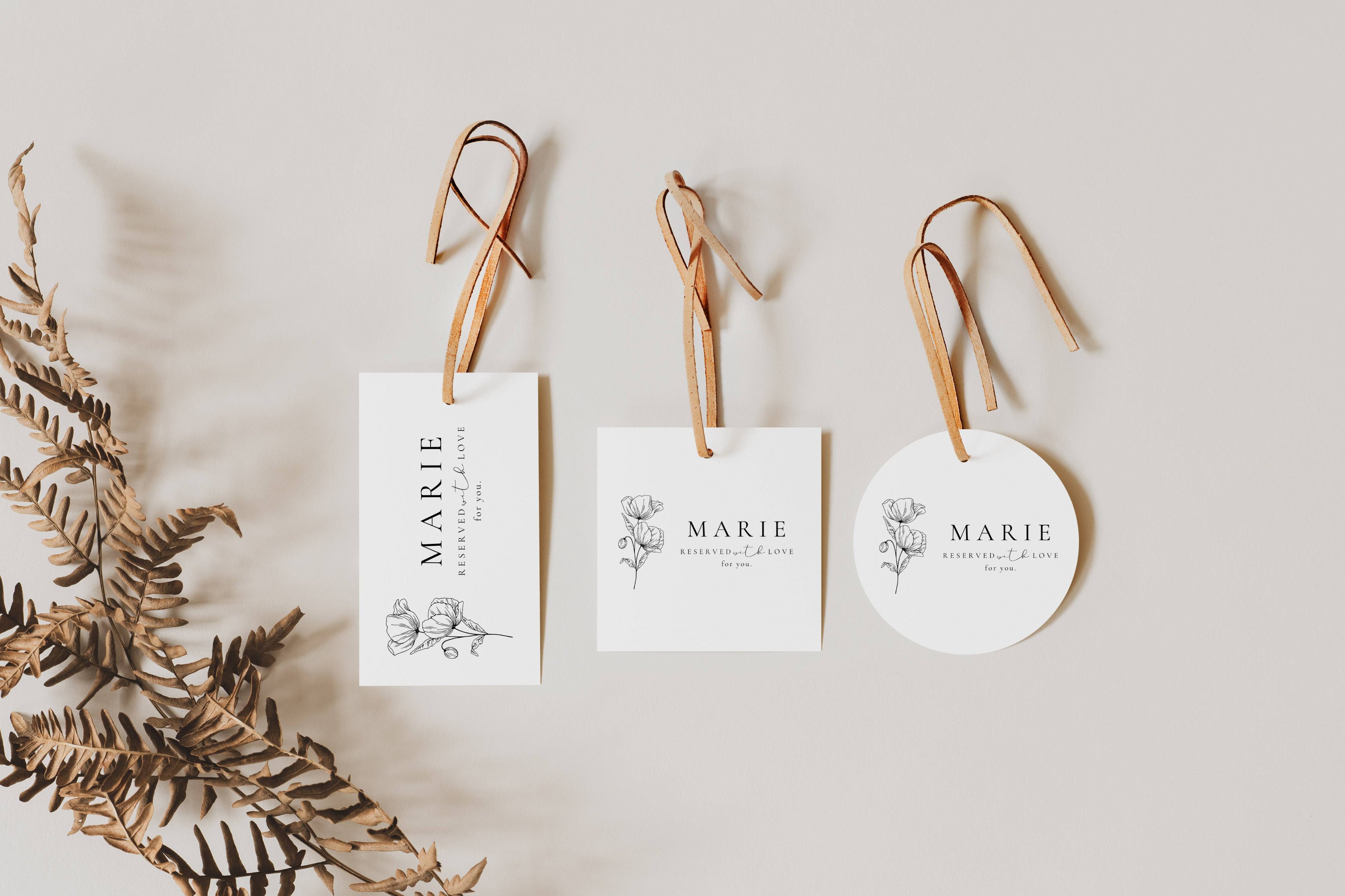 Alba Serenity Wedding Menu Name Tag Template
