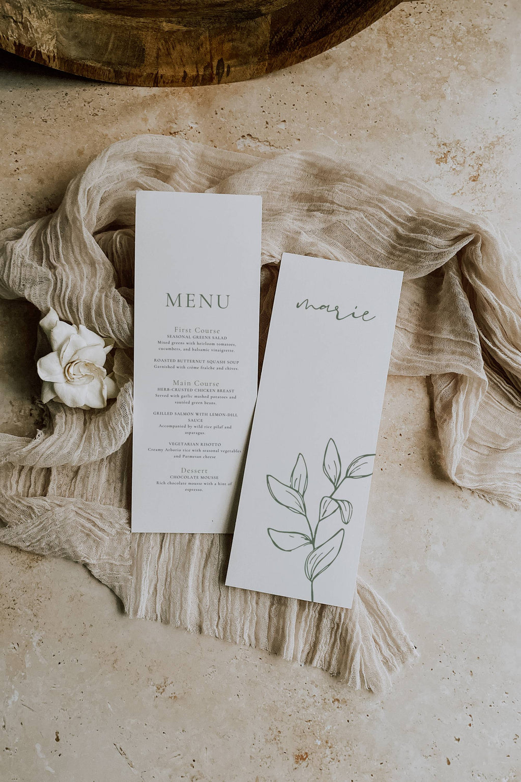 Oliva Essence Wedding Menu Template
