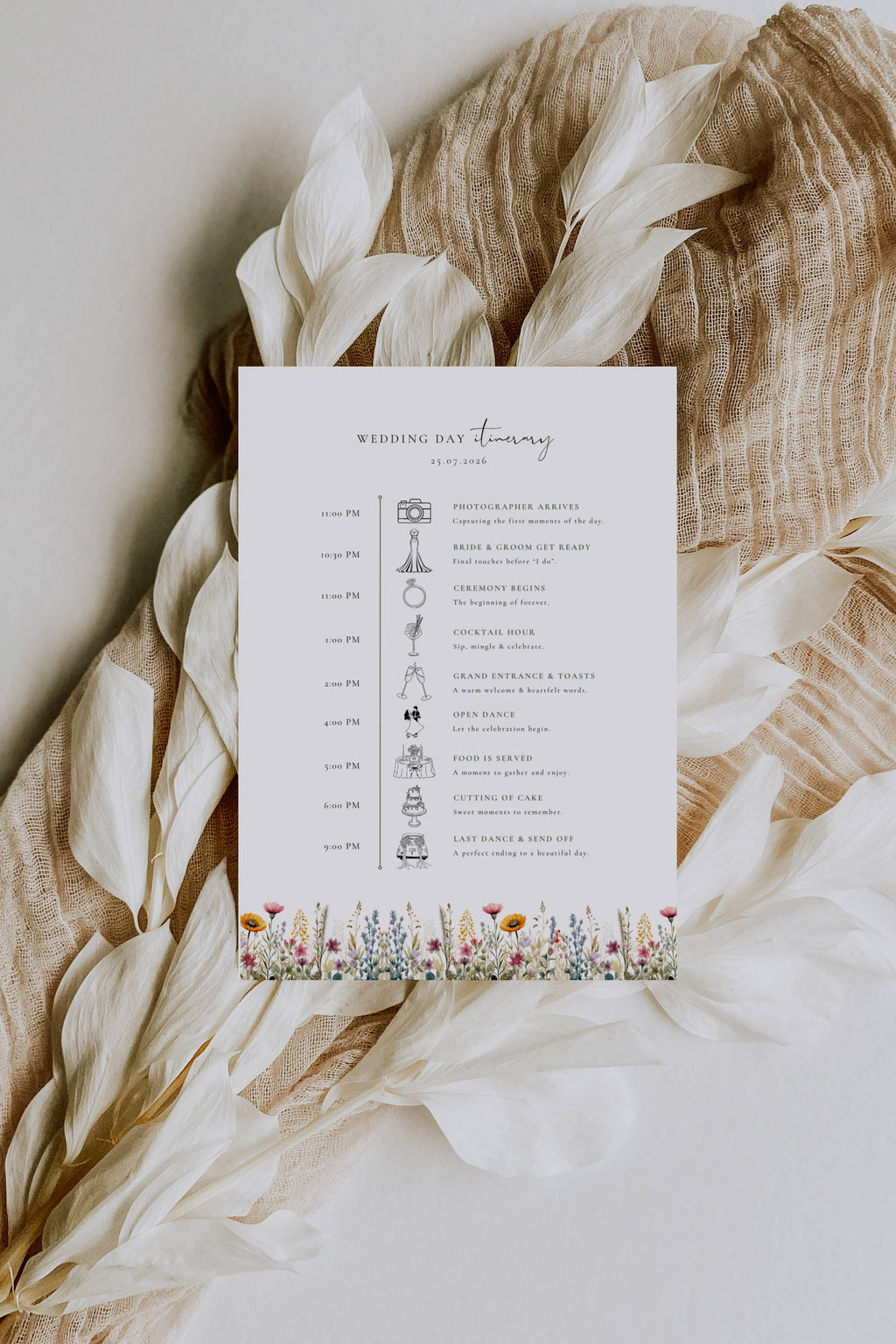 Aurora Valea Wedding Day Itinerary Template