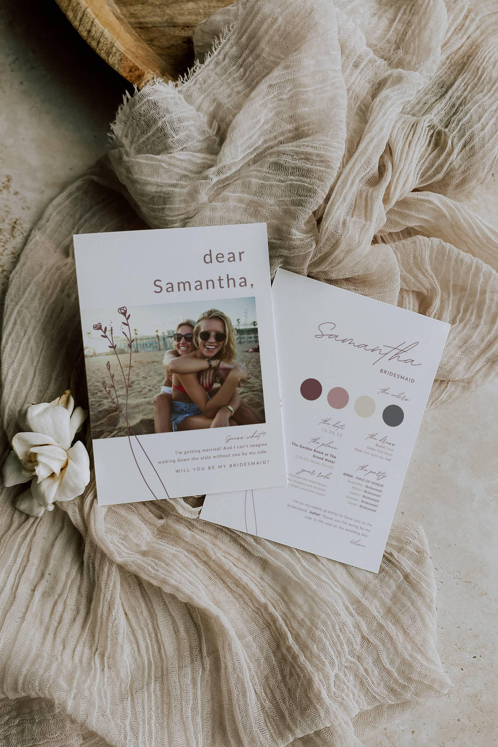 Modern Romantic Bridesmaid Proposal Card Template