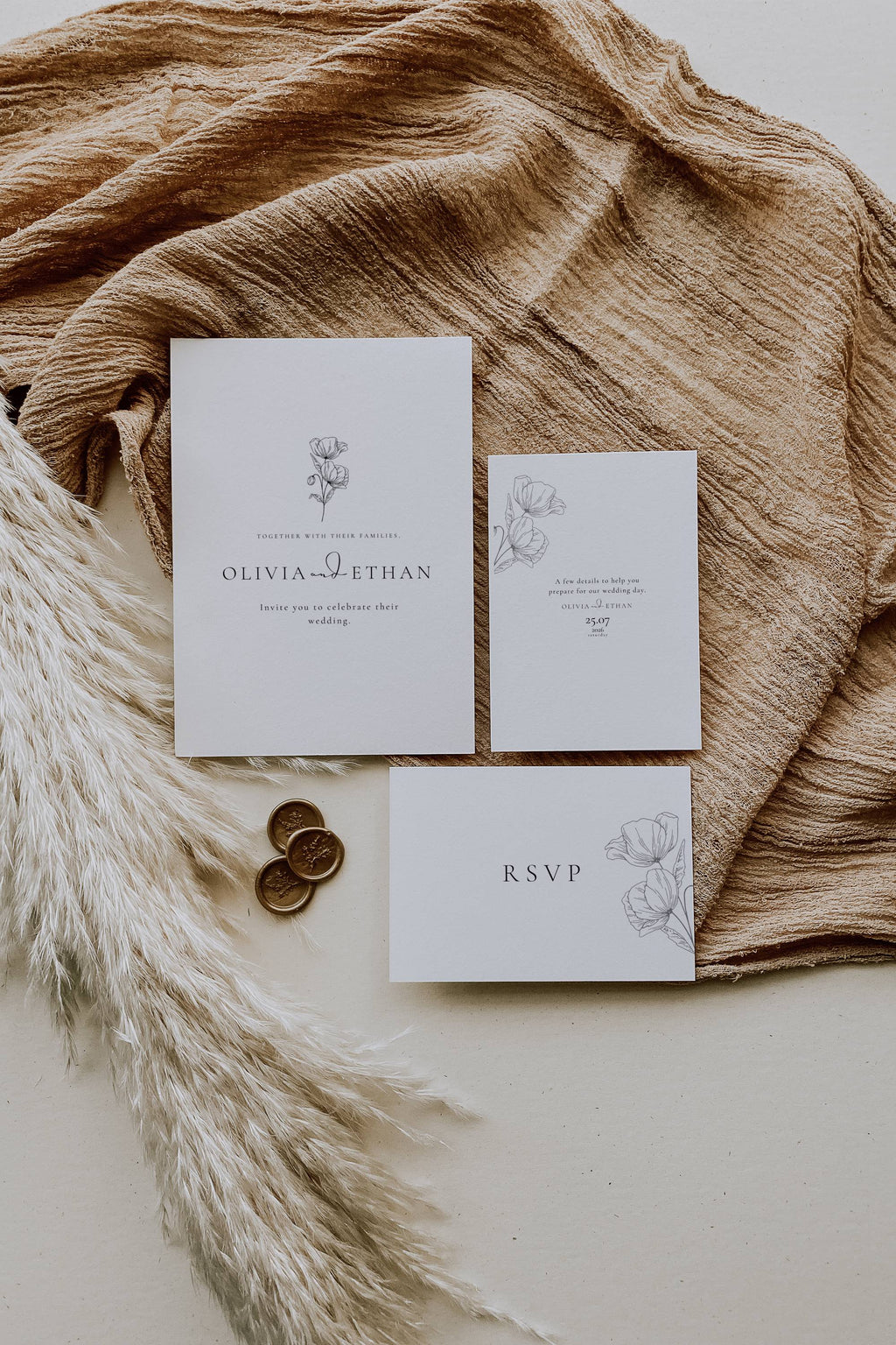 Alba Serenity Wedding Invitation Suite Templates Bundle