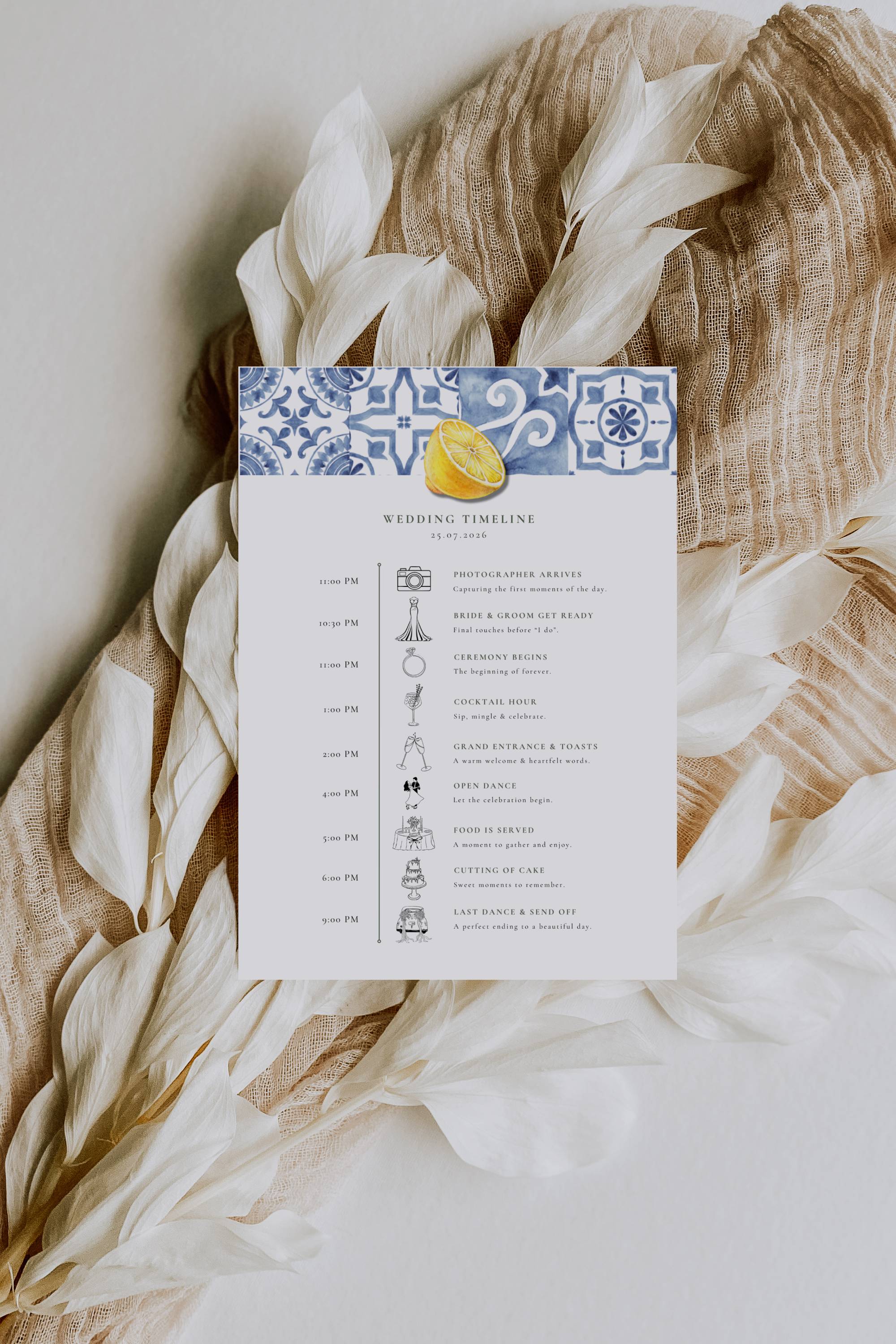 Solea Mare Wedding Day Itinerary Template