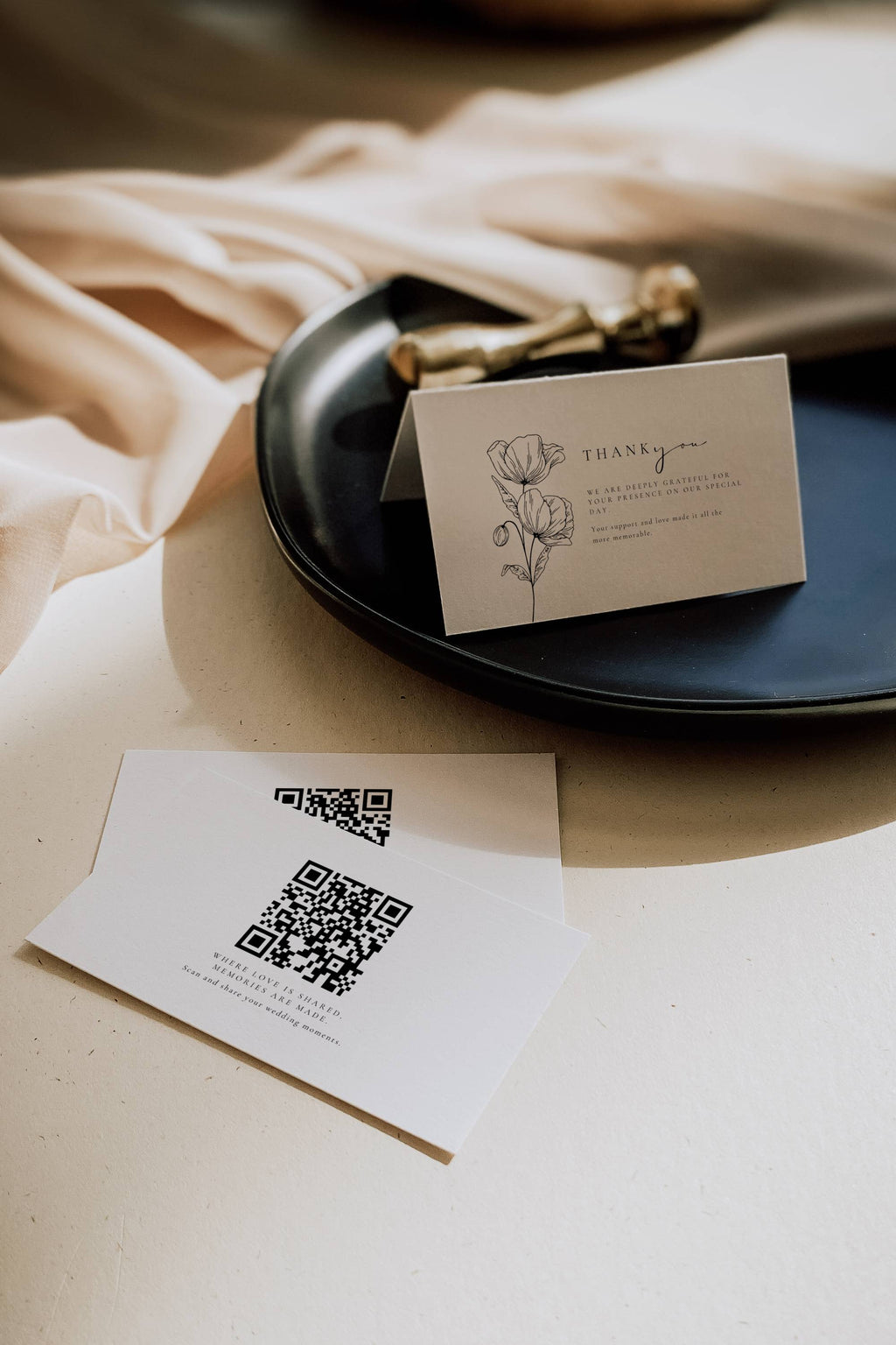 Alba Serenity Thank You Card Template with QR Code