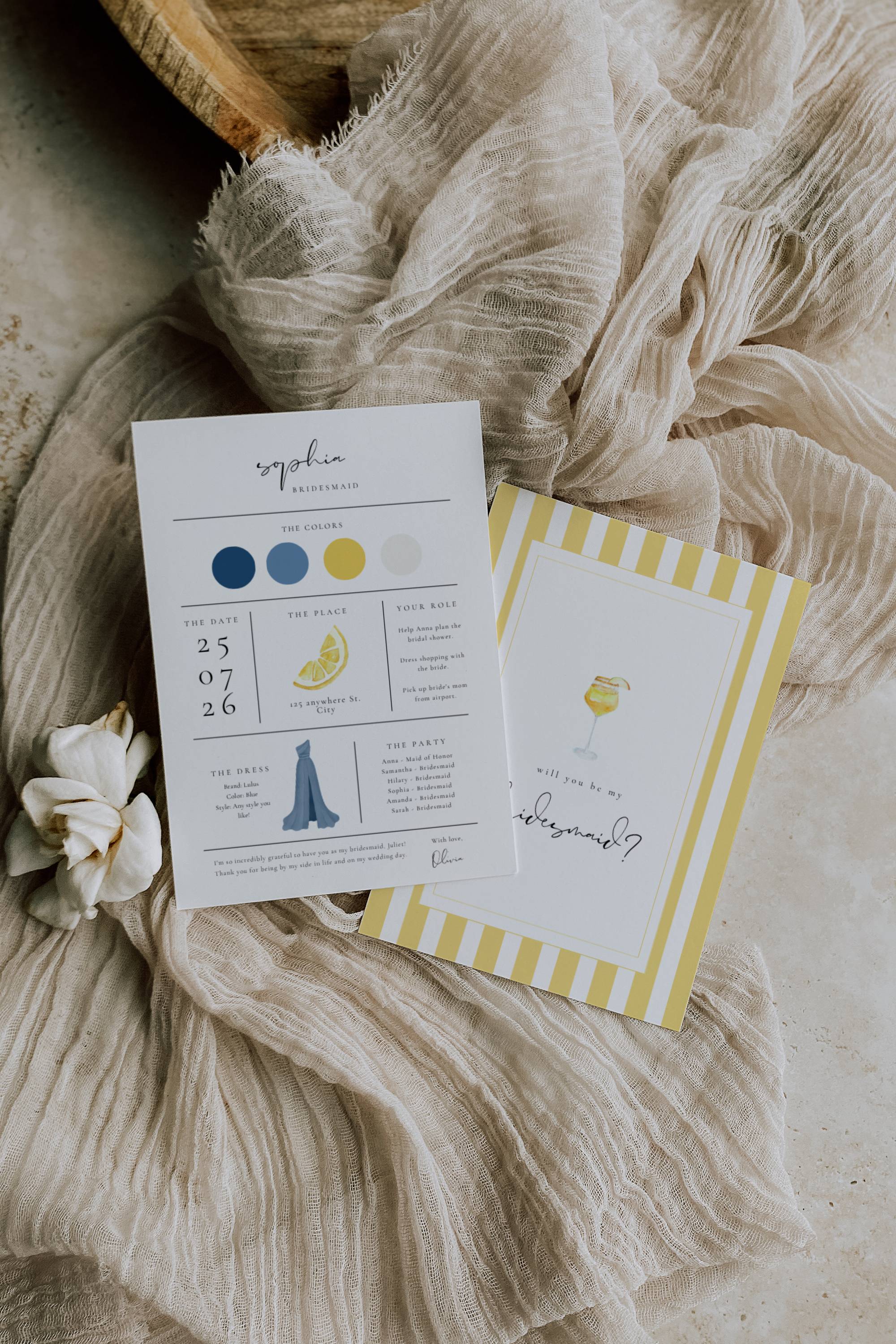 Solea Mare Bridesmaid Info Card Template