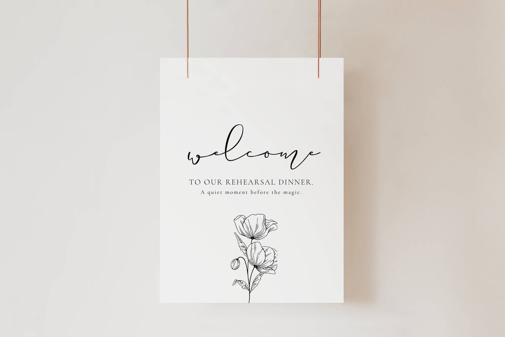 Alba Serenity Wedding Rehearsal Dinner Sign Template