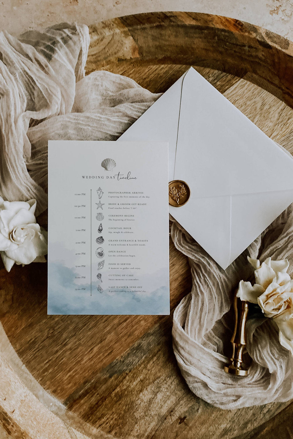 Coastal Whisper Wedding Day Itinerary Template
