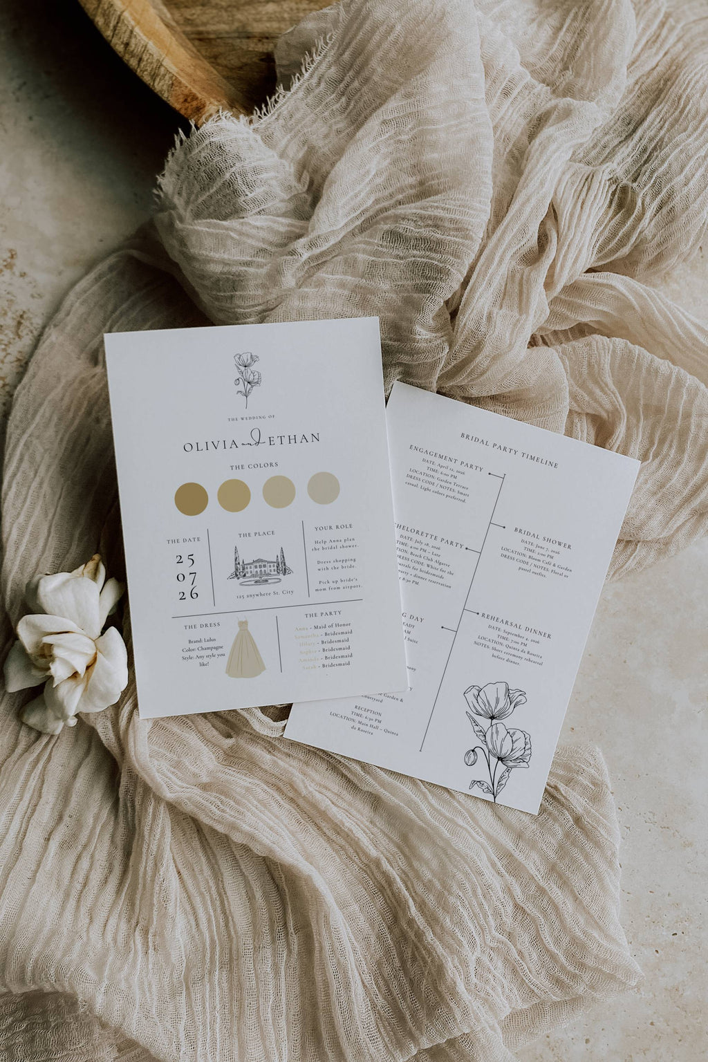 Alba Serenity Bridesmaid Info Card Template Bundle