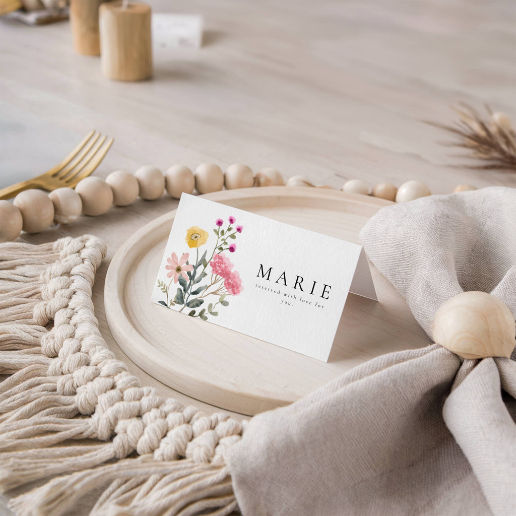 Aurora Vale Wedding Place Cards Template