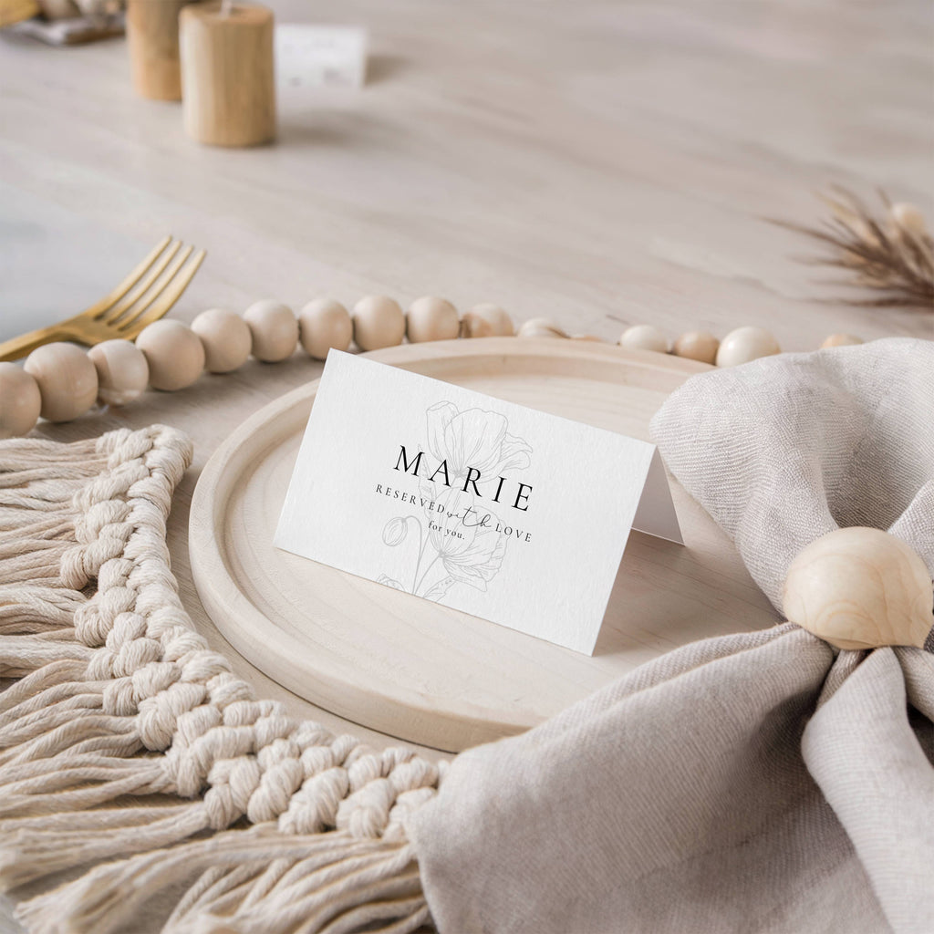 Alba Serenity Flat Wedding Place Card Template