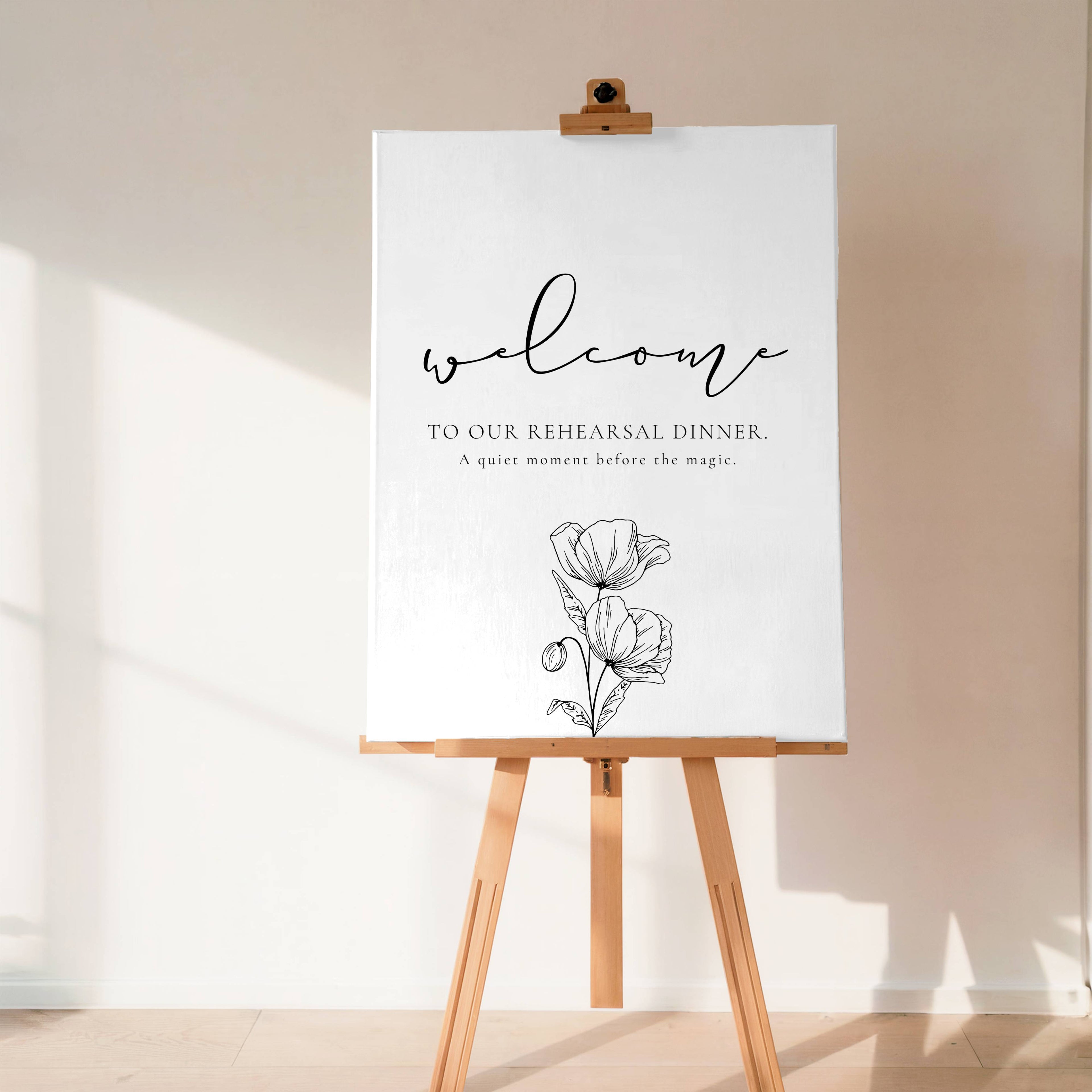 Alba Serenity Wedding Rehearsal Dinner Sign Template