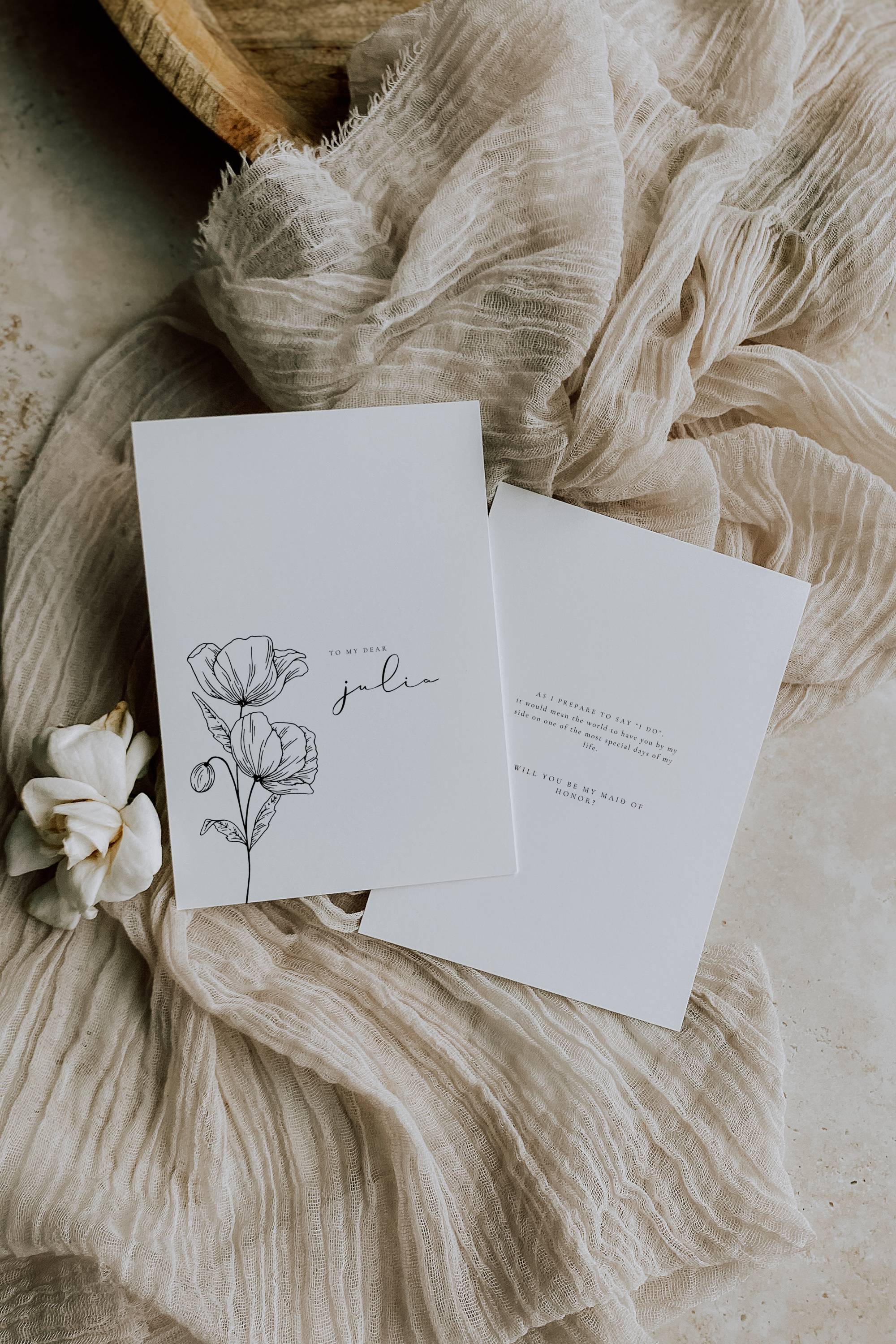 Alba Serenity Maid of Honor Proposal Card Template