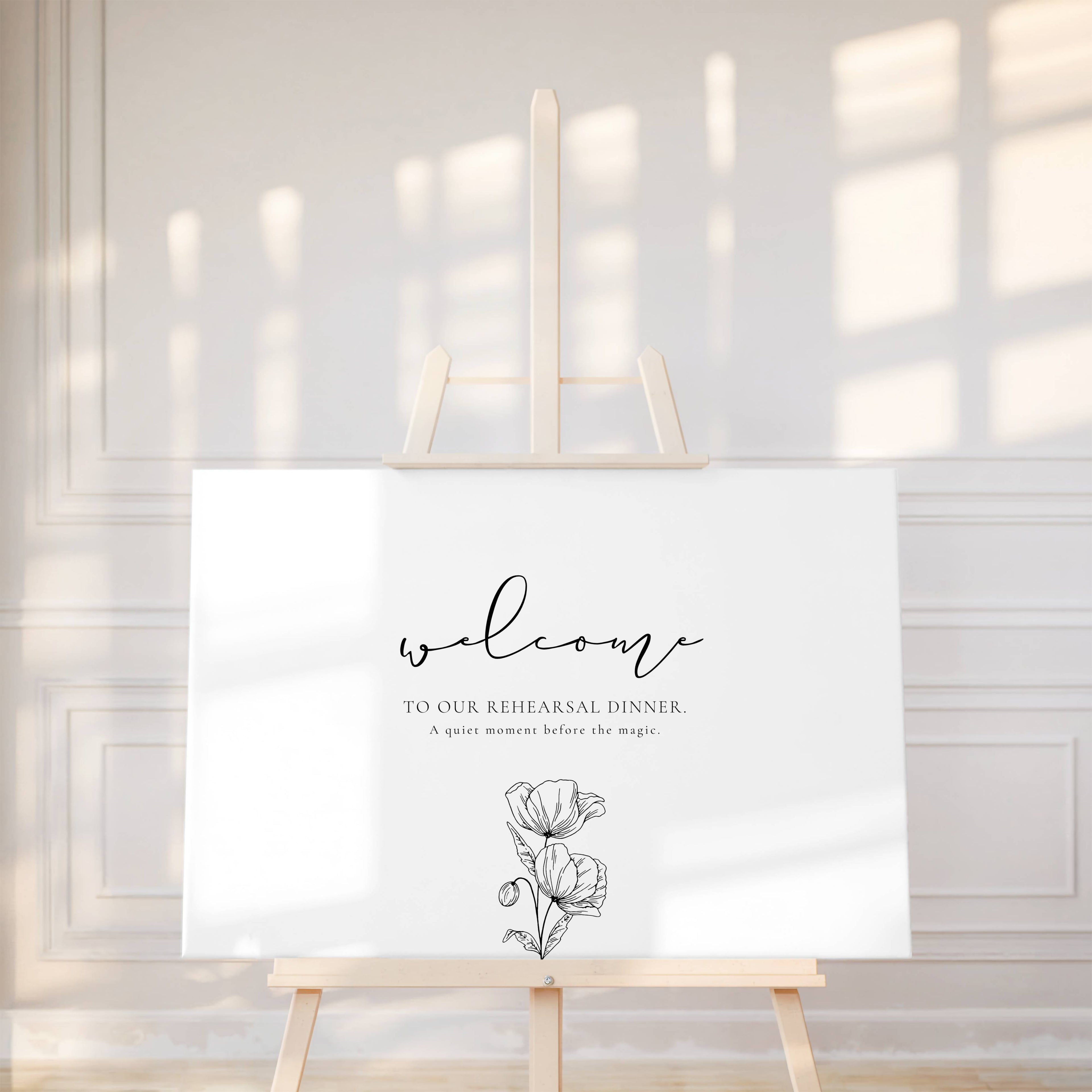 Alba Serenity Wedding Rehearsal Dinner Sign Template