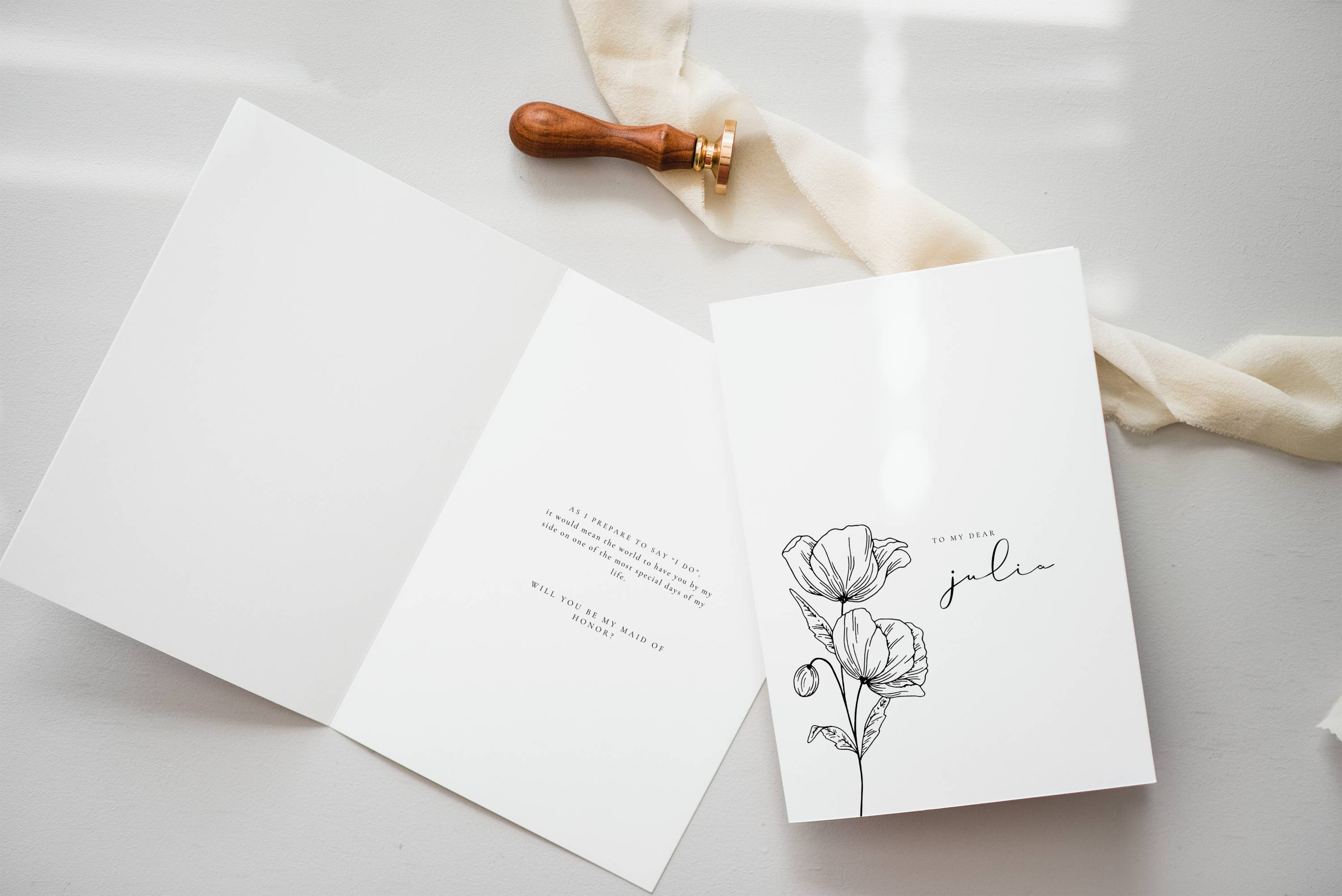 Alba Serenity Maid of Honor Proposal Card Template