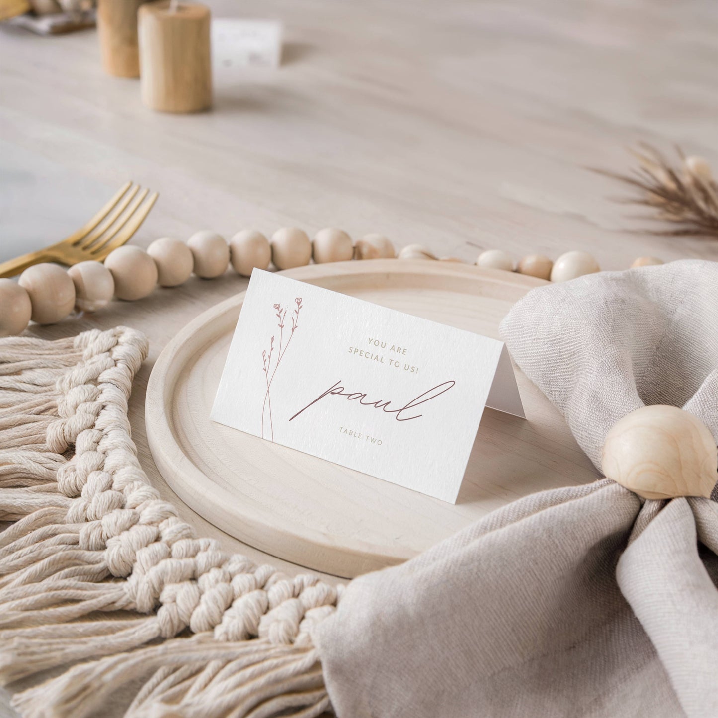 Folded Place Cards Template | Modern Romantic Collection