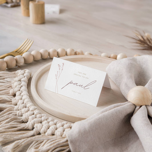 Folded Place Cards Template | Modern Romantic Collection