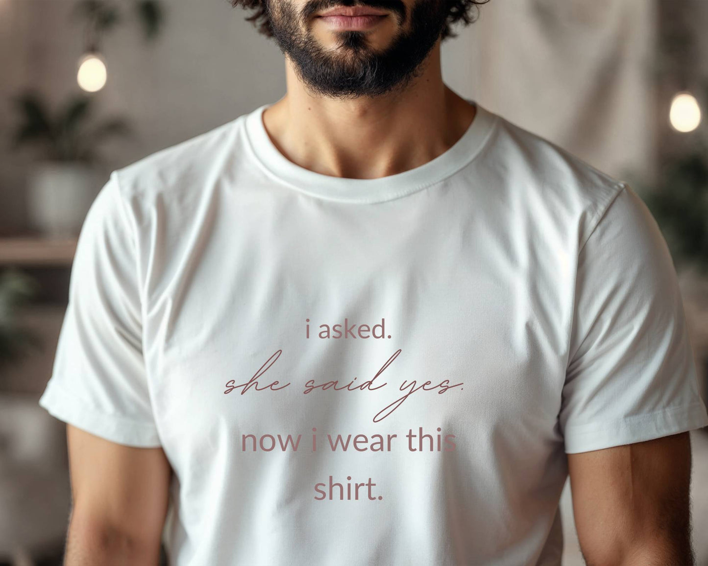 Groom T-shirt Template "I asked" | Modern Romantic Collection