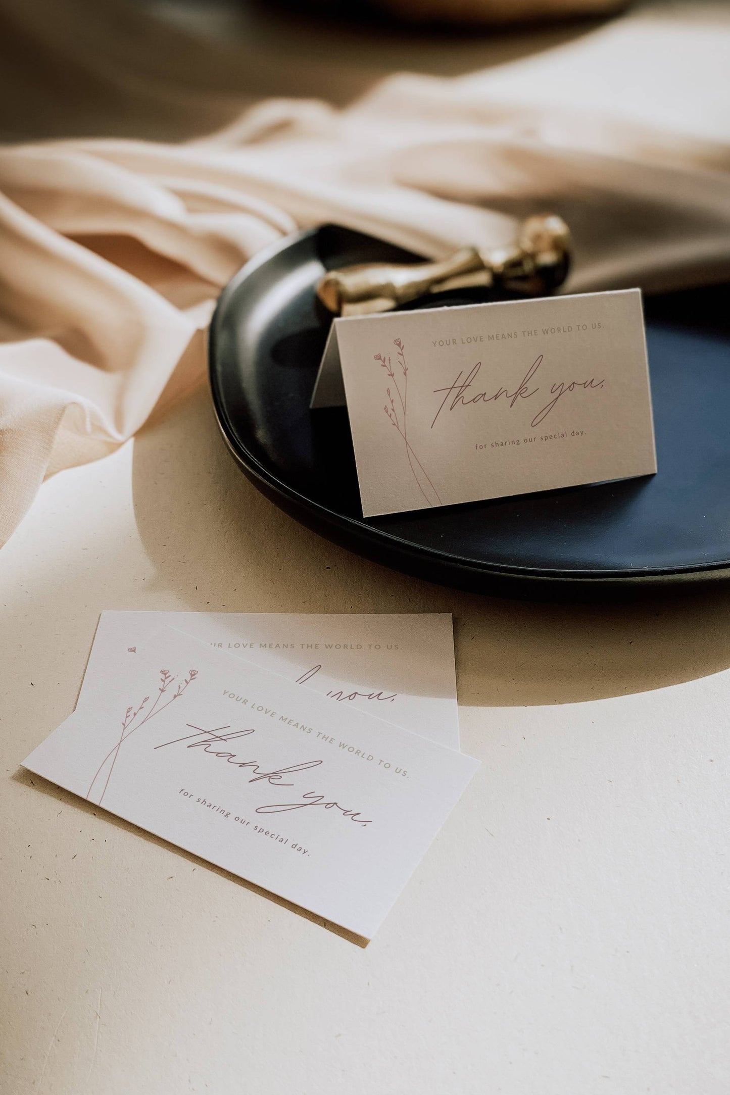 Folded Thank you Card Template 3.5''x4'' | Modern Romantic Collection