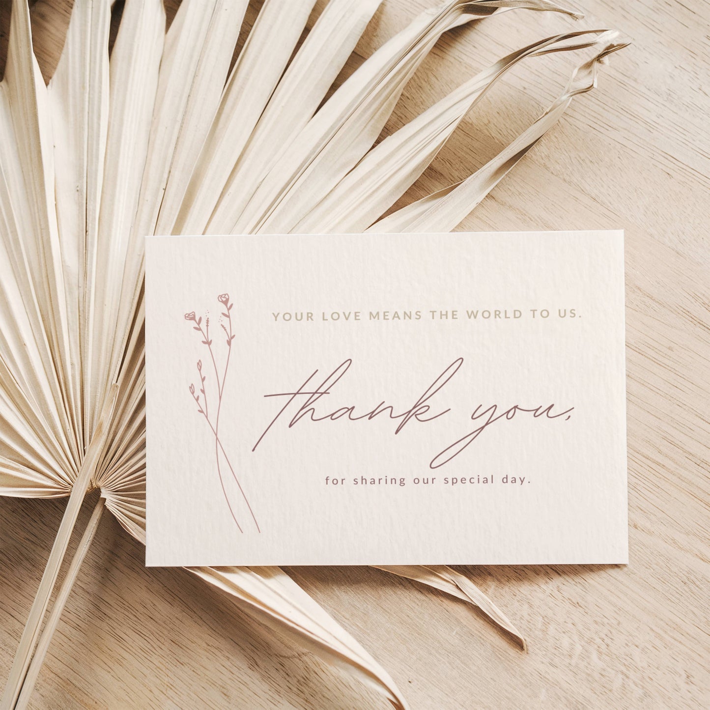 Folded Thank you Card Template 3.5''x4'' | Modern Romantic Collection