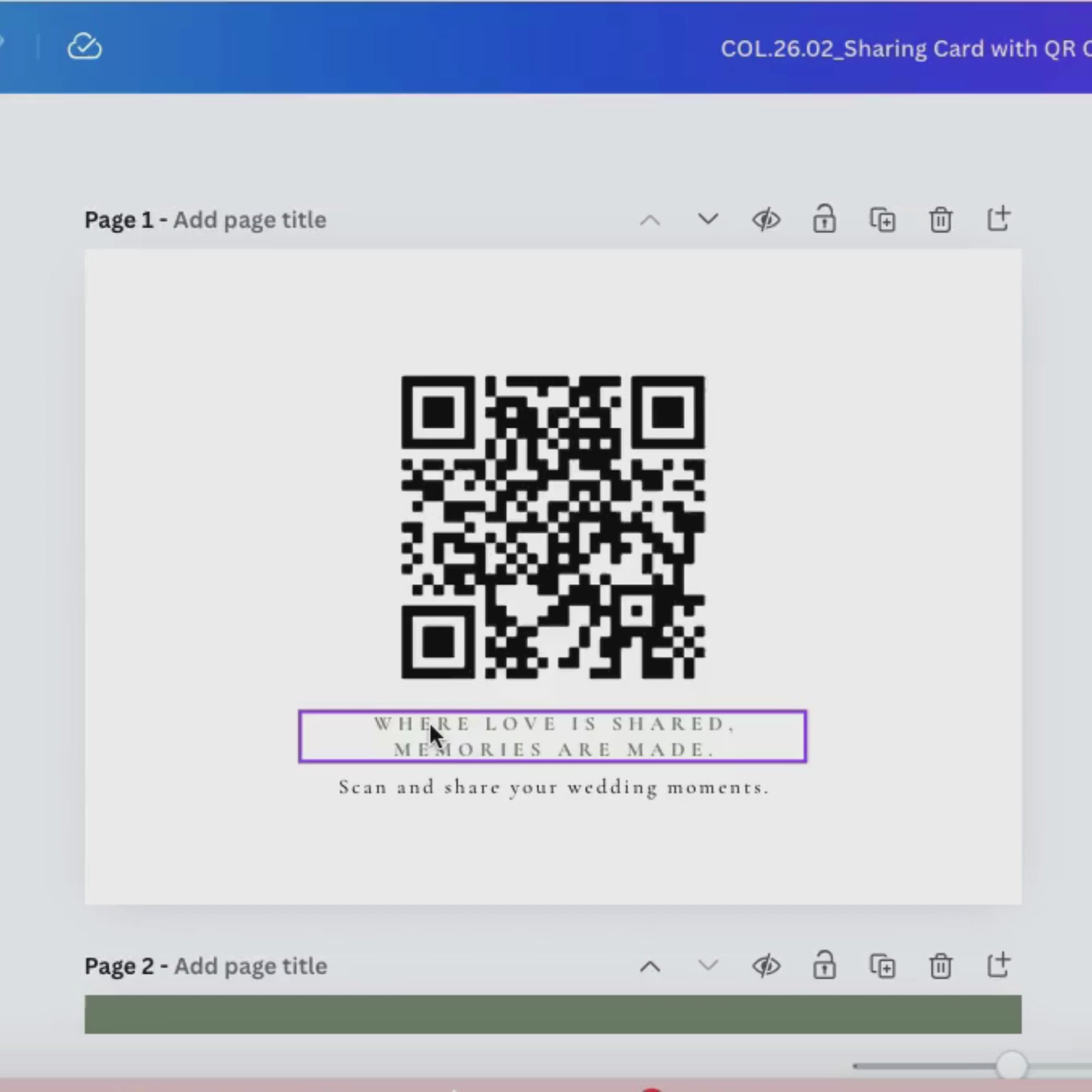 Oliva Essence Share the Love Template Card with QR Code