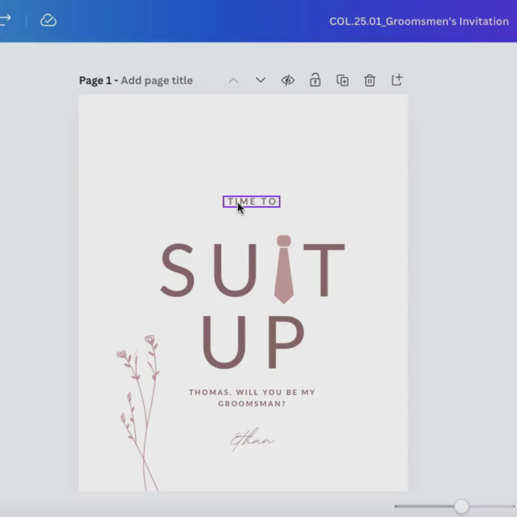 Modern Romantic Groomsmen Proposal Card Template
