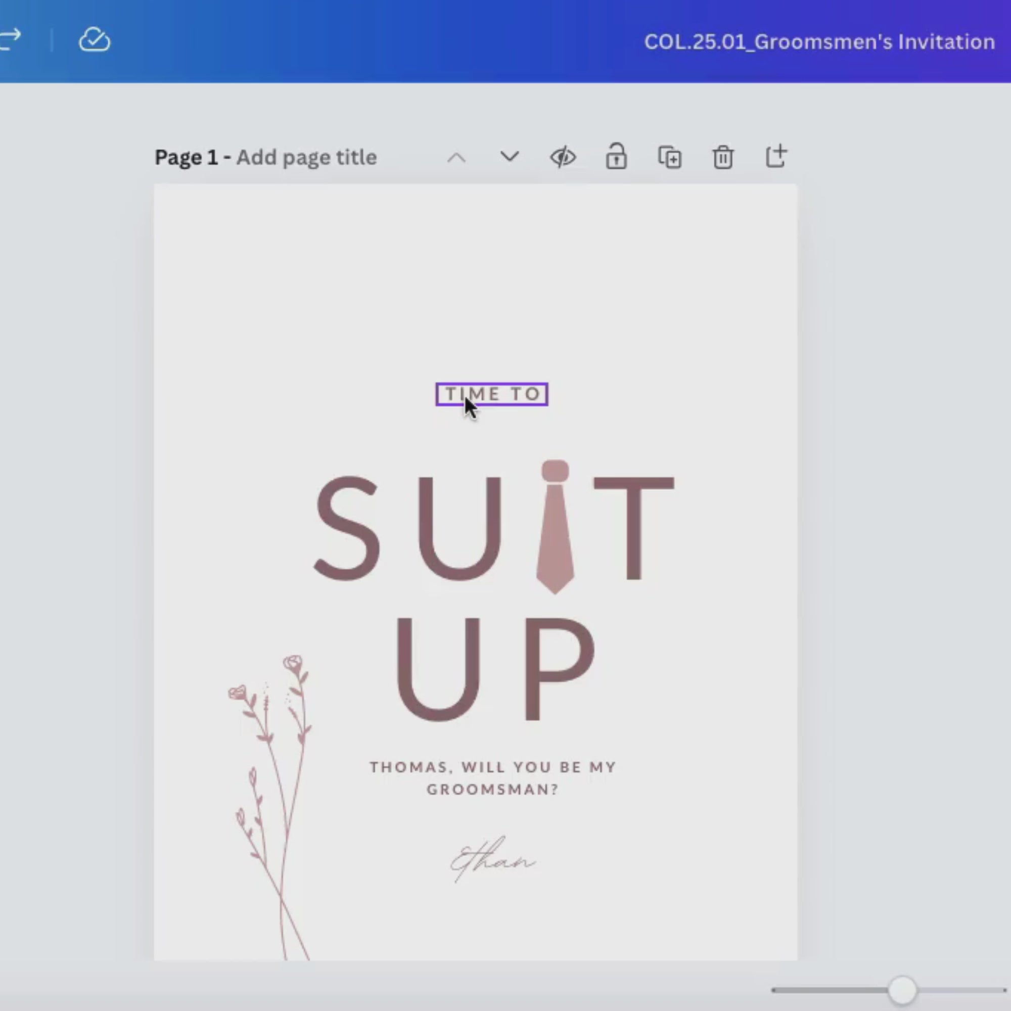 Modern Romantic Groomsmen Proposal Card Template