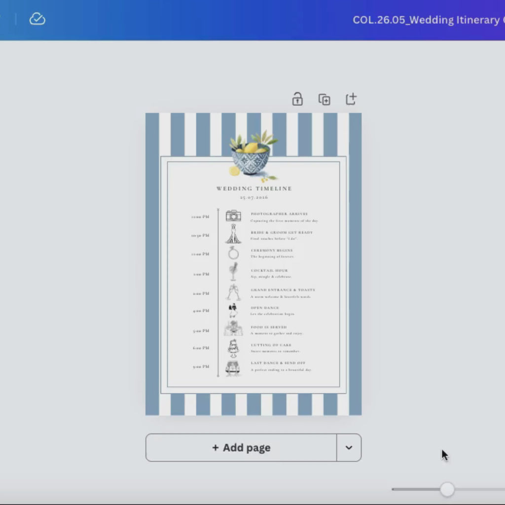 Solea Mare Wedding Day Itinerary Template
