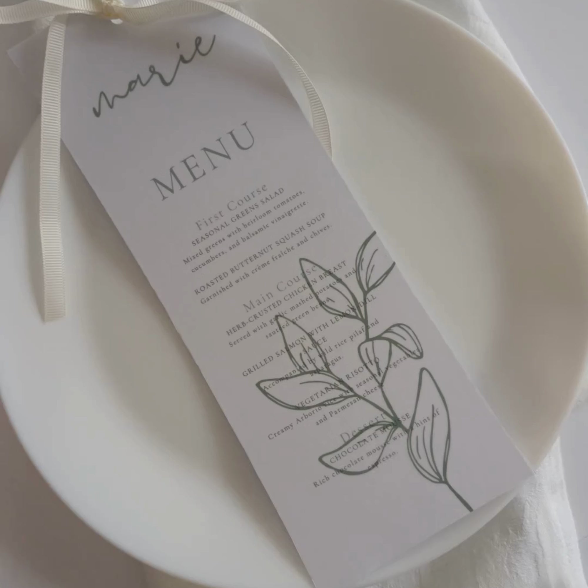 Oliva Essence Wedding Menu Template