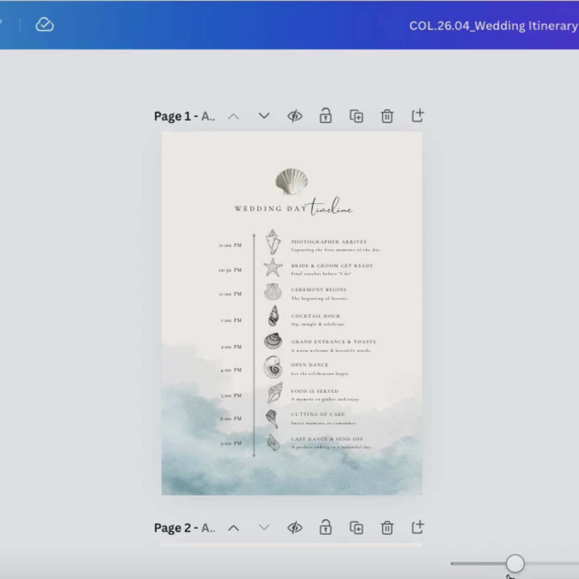 Coastal Whisper Wedding Day Itinerary Template