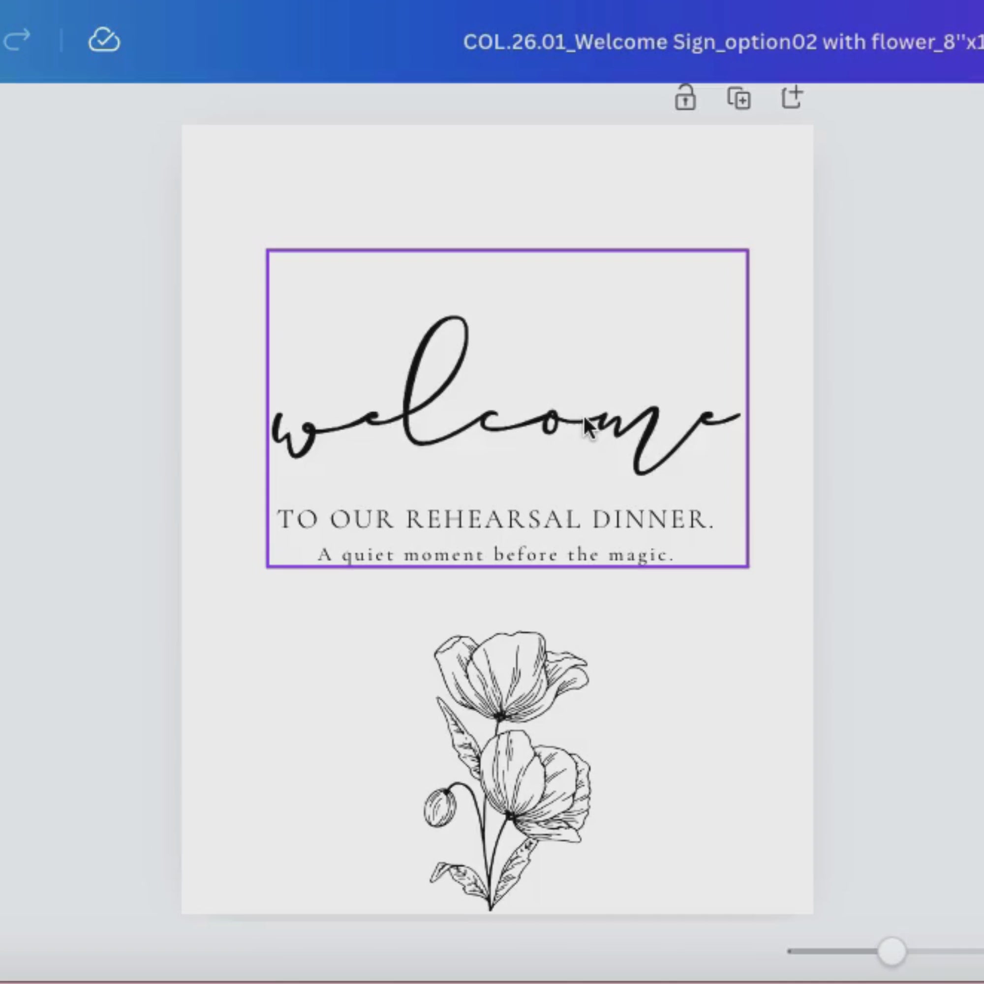 Alba Serenity Wedding Rehearsal Dinner Sign Template
