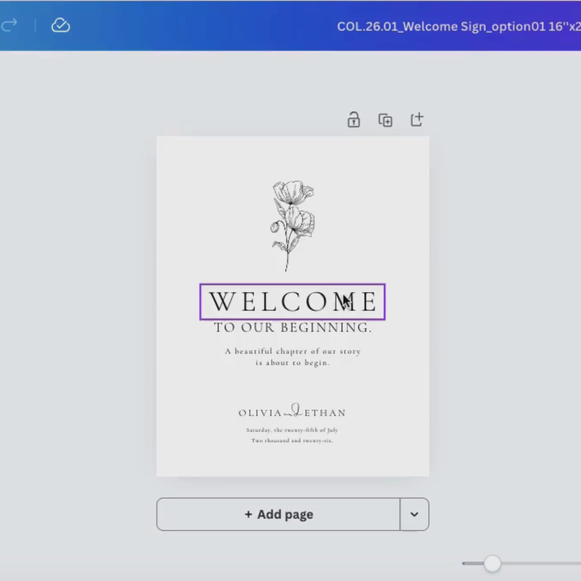 Alba Serenity Welcome Sign Template