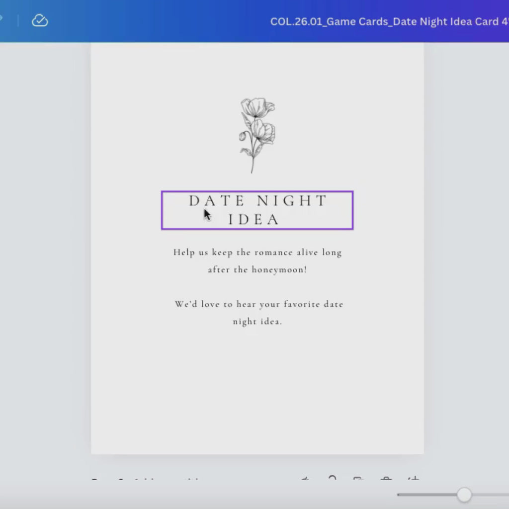 Alba Serenity Wedding Game Cards Template: Date Night Idea