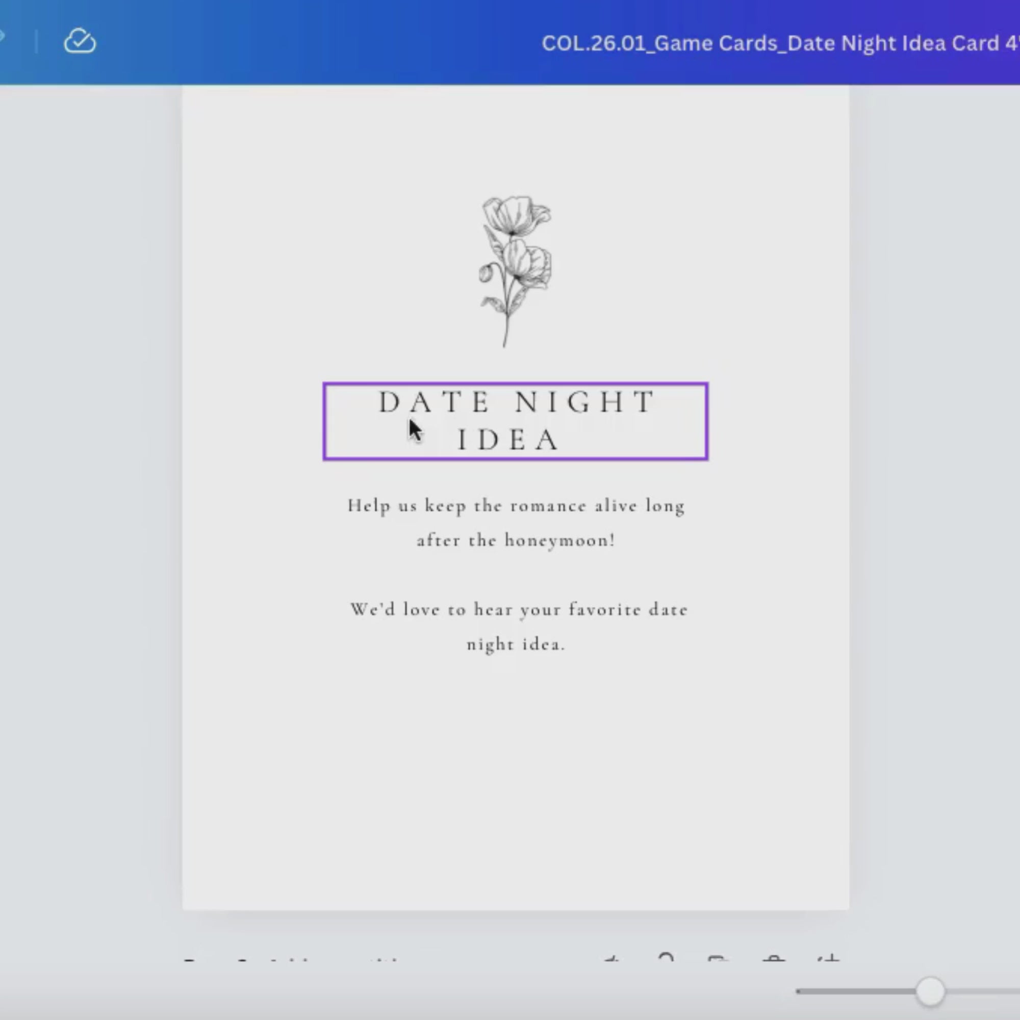 Alba Serenity Wedding Game Cards Template: Date Night Idea