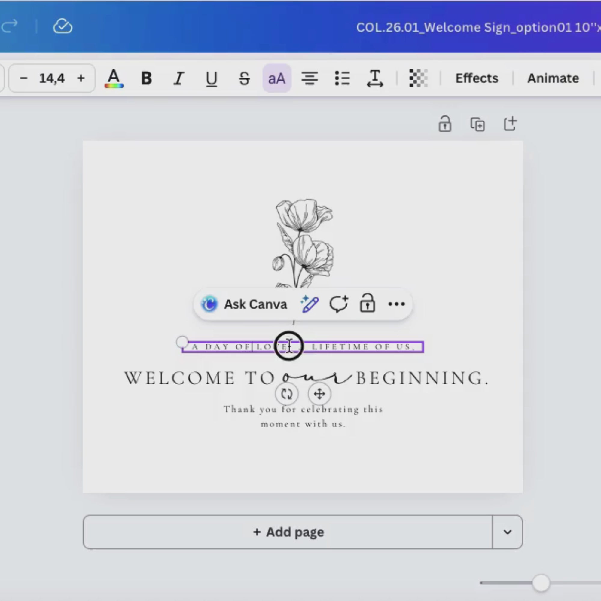 Alba Serenity Welcome Sign Template