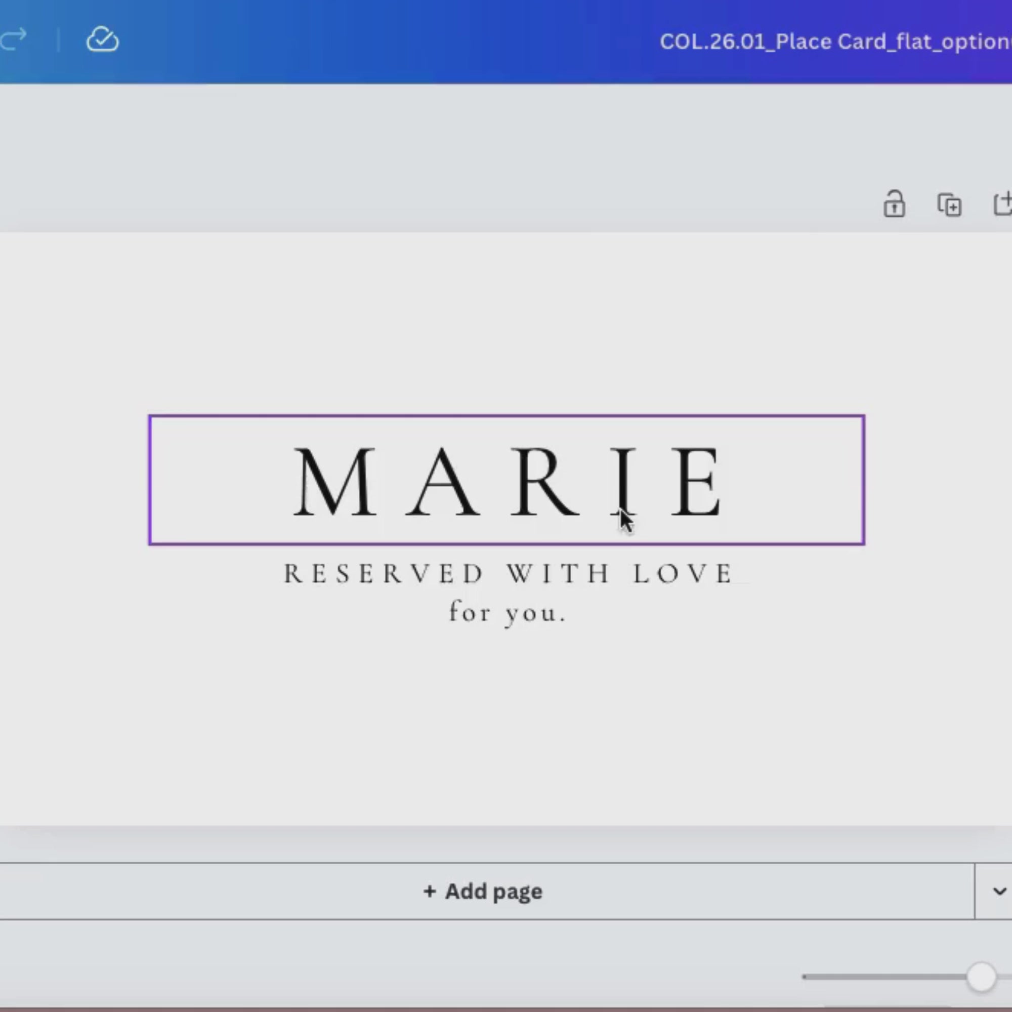 Alba Serenity Flat Wedding Place Card Template