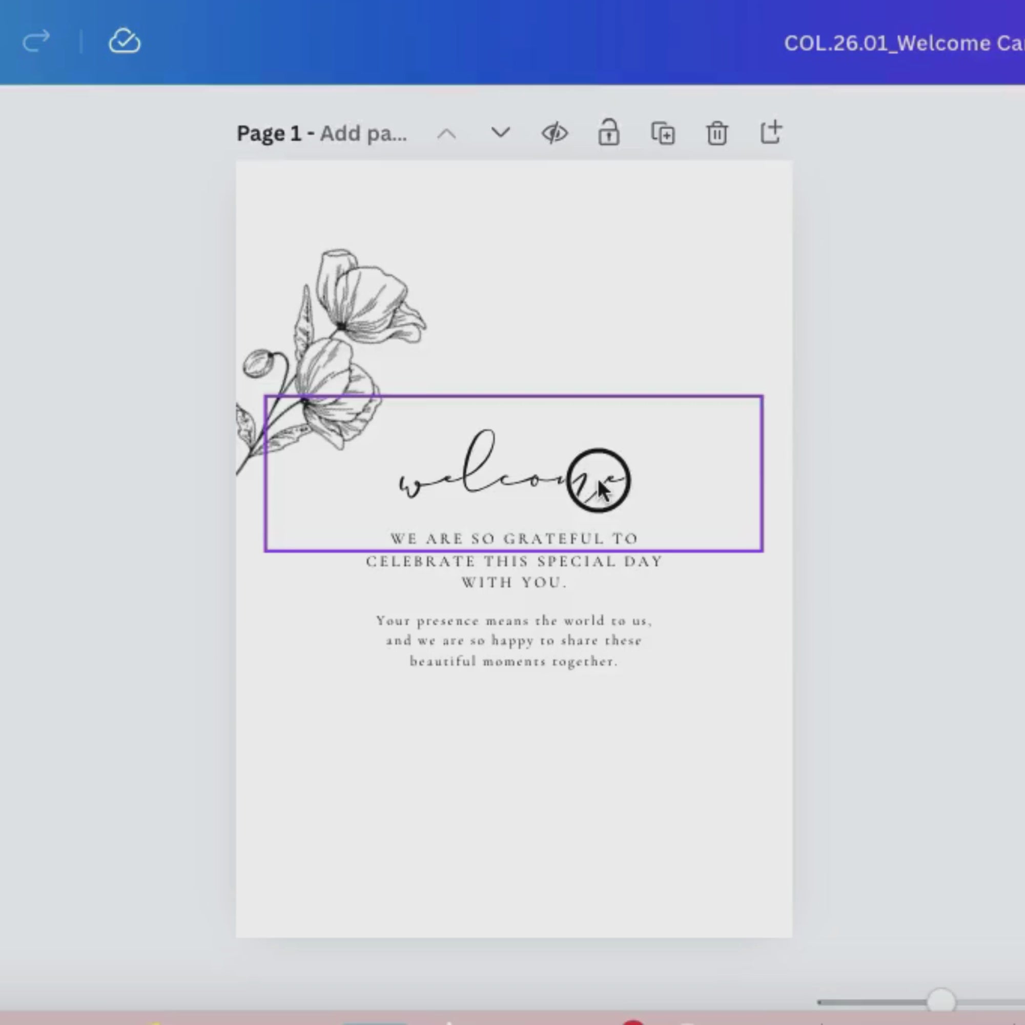 Alba Serenity Welcome Card Template
