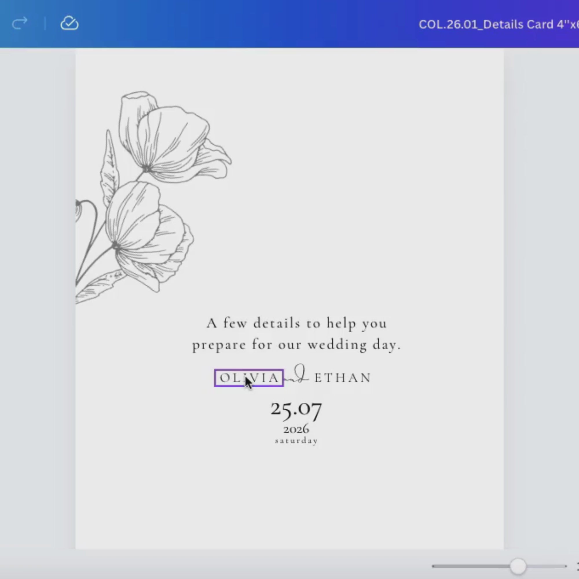 Alba Serenity Wedding Details Card Template
