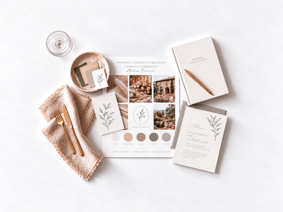Creative consultation for wedding branding, stationery and design